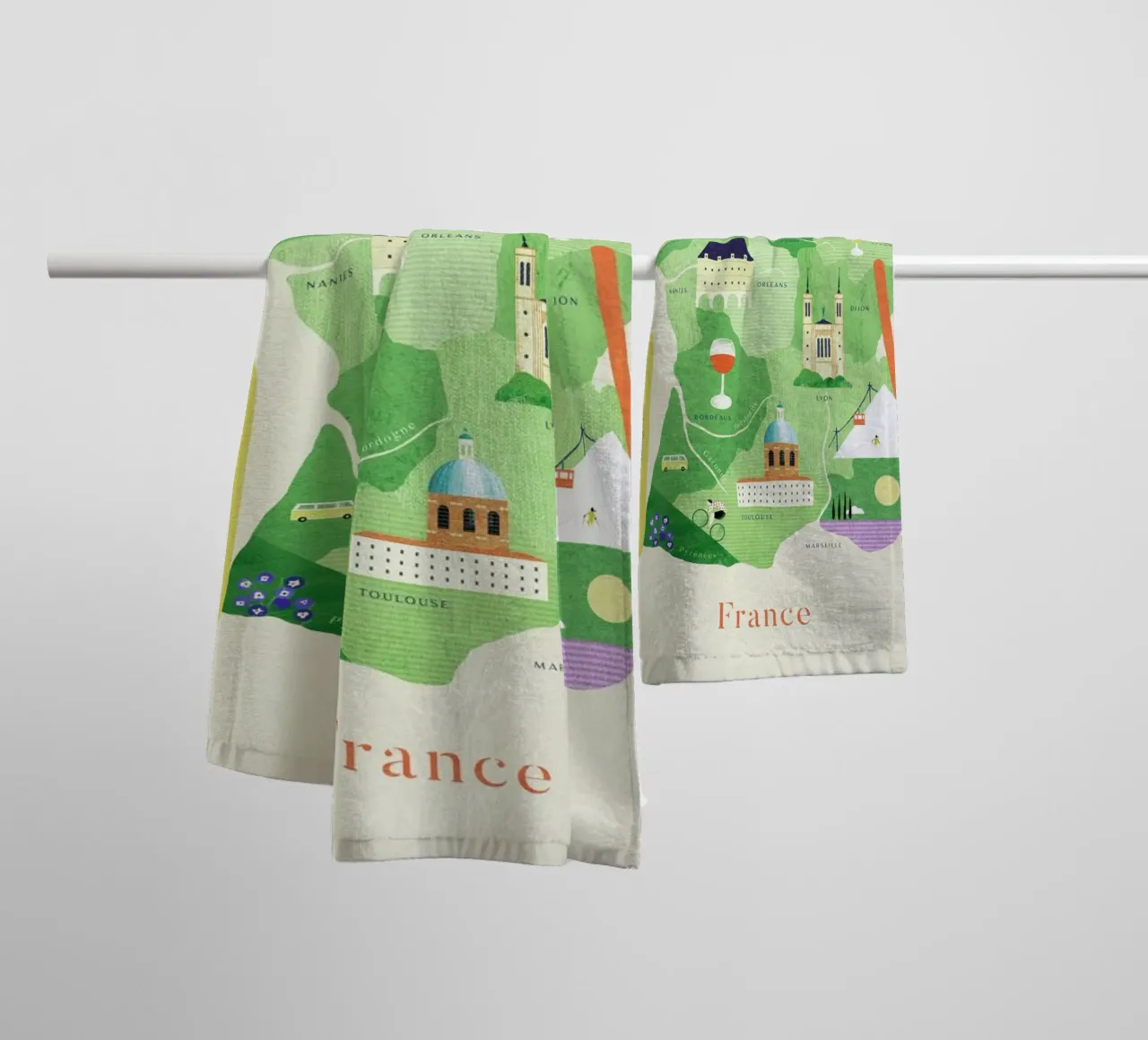 Map Of France asciugamano da bagno da Henry Rivers
