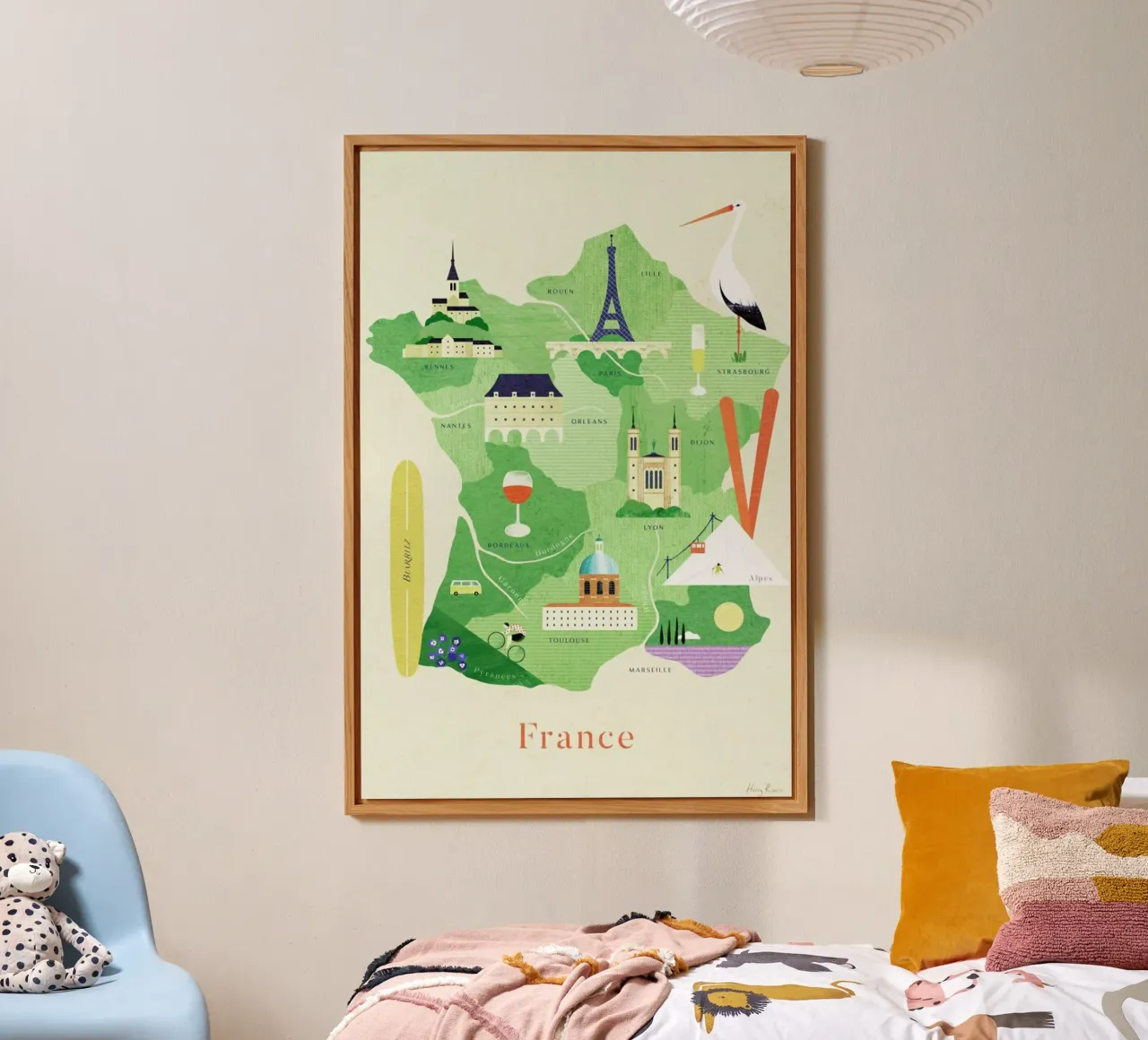 Map Of France alluminio dibond da Henry Rivers