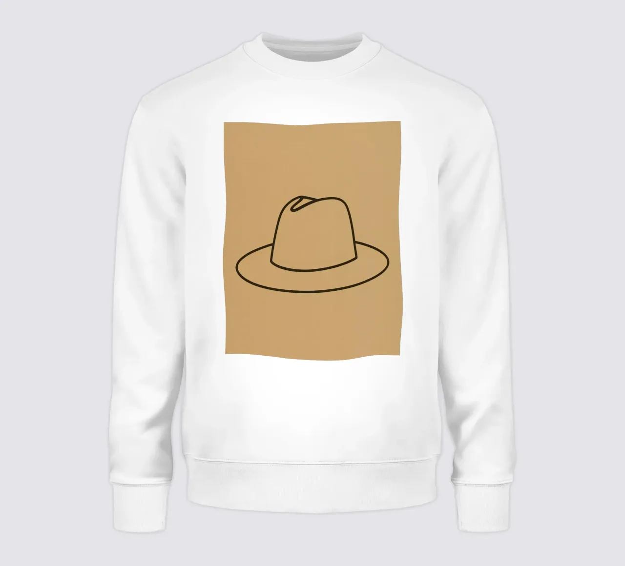 Disegno di linea minimalista di cappello visualizzato arte marrone neutro felpa da DesignDoodle