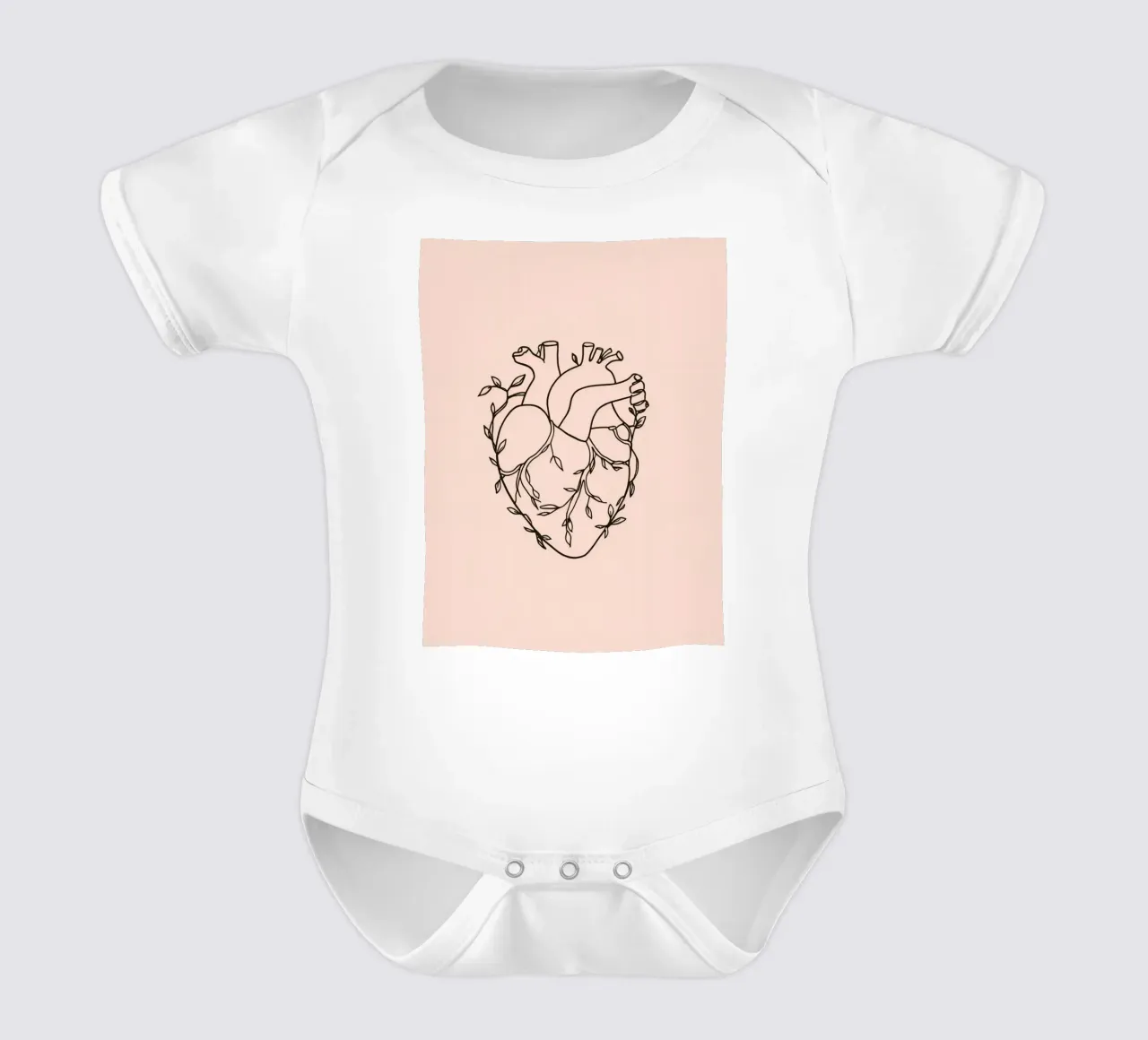 Artistic representation of a heart intertwined with plants short-sleeve baby romper by DesignDoodle