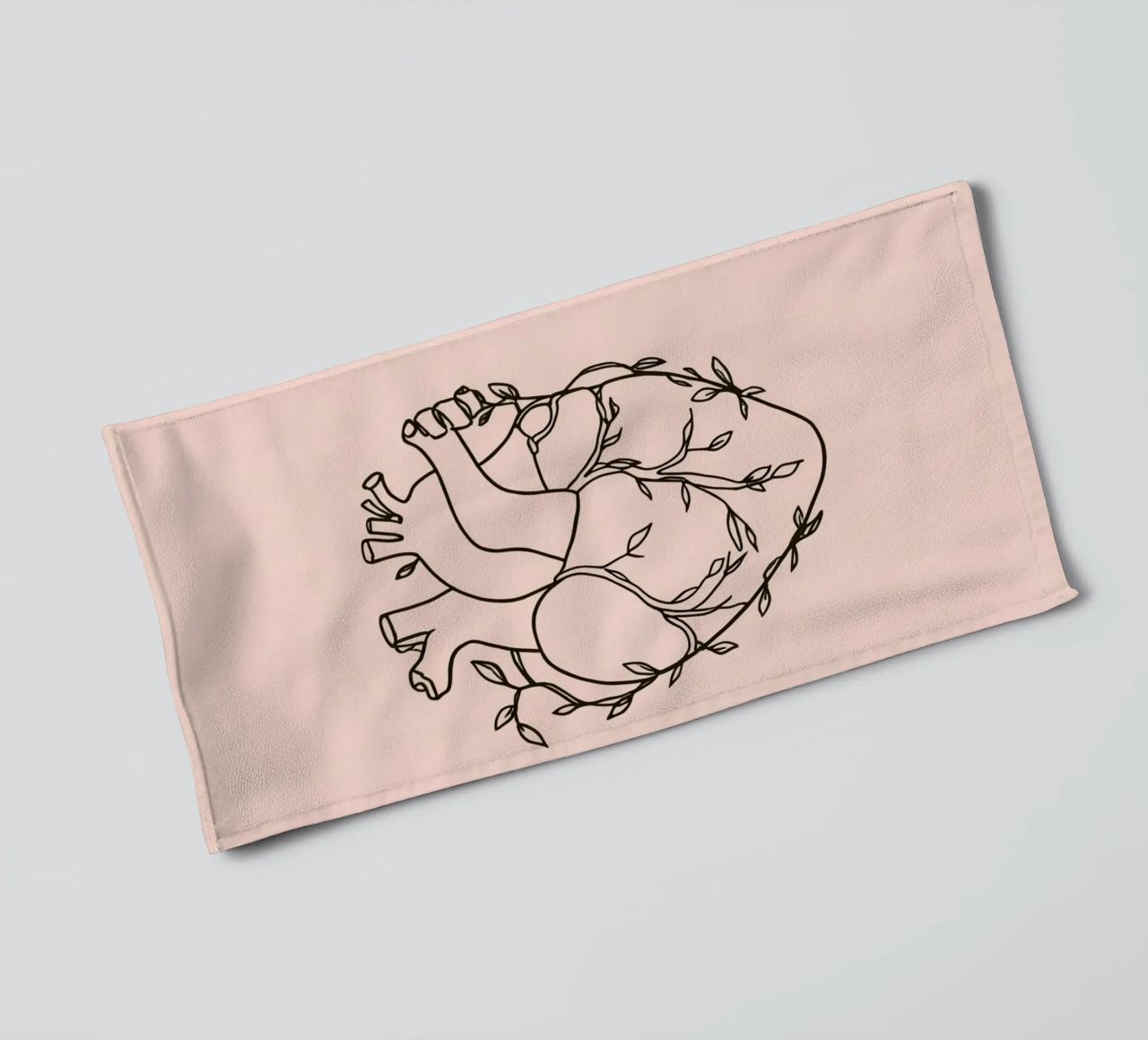 Rappresentazione artistica di un cuore intrecciato con le piante asciugamano da bagno da DesignDoodle