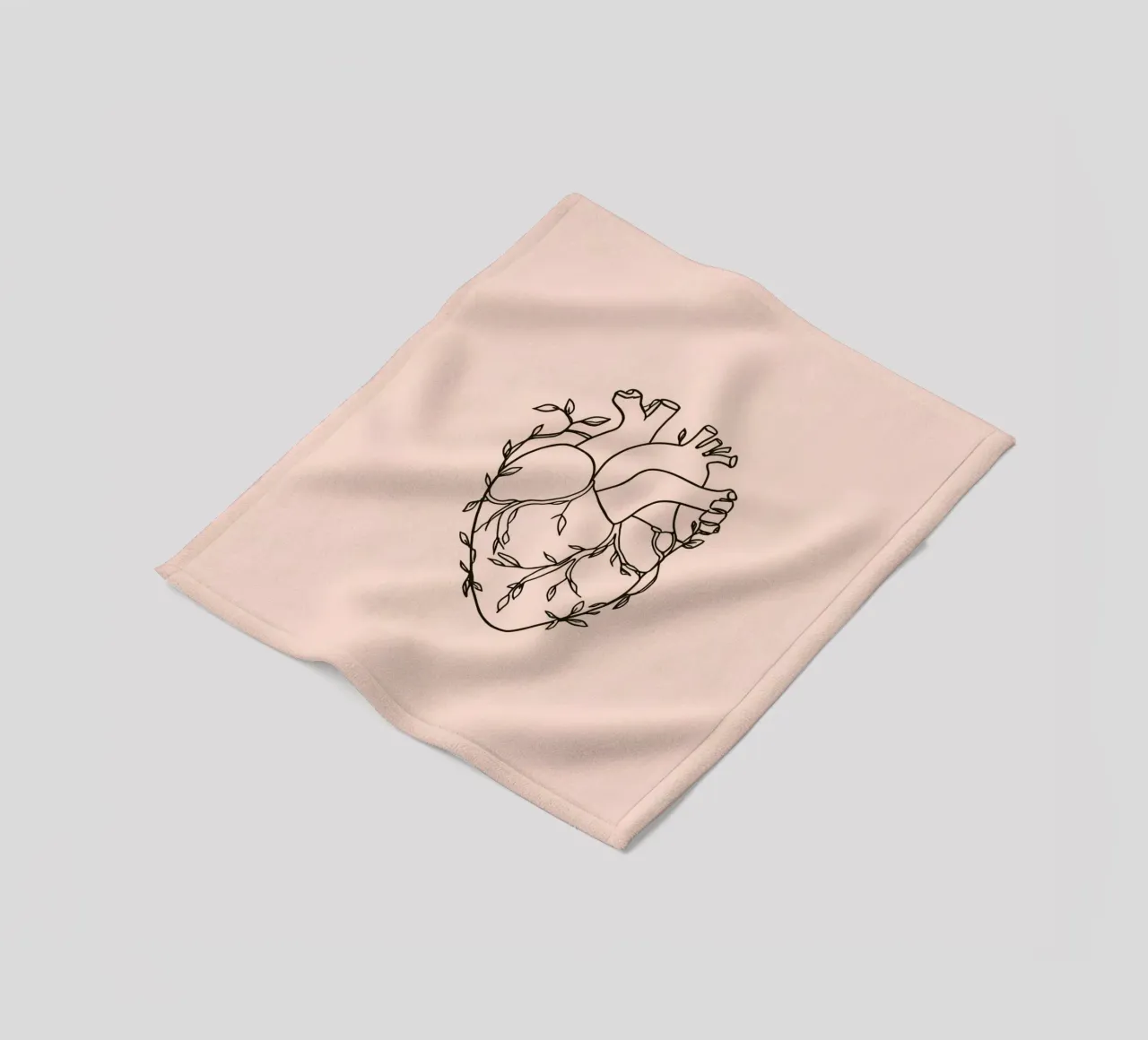 Artistic representation of a heart intertwined with plants fleece blanket by DesignDoodle