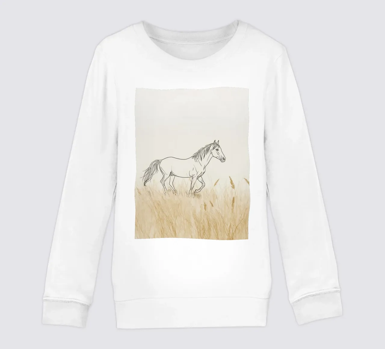 Cavallo che cammina tra l'erba dorata in un prato tranquillo felpa bambino da DesignDoodle