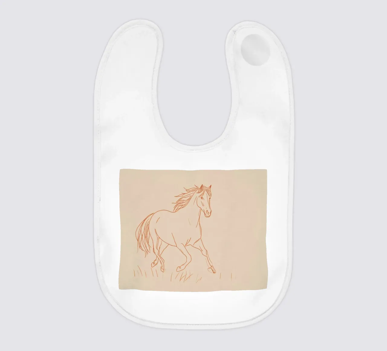 Cavallo al galoppo in un campo erboso linee rosse bavaglino da DesignDoodle