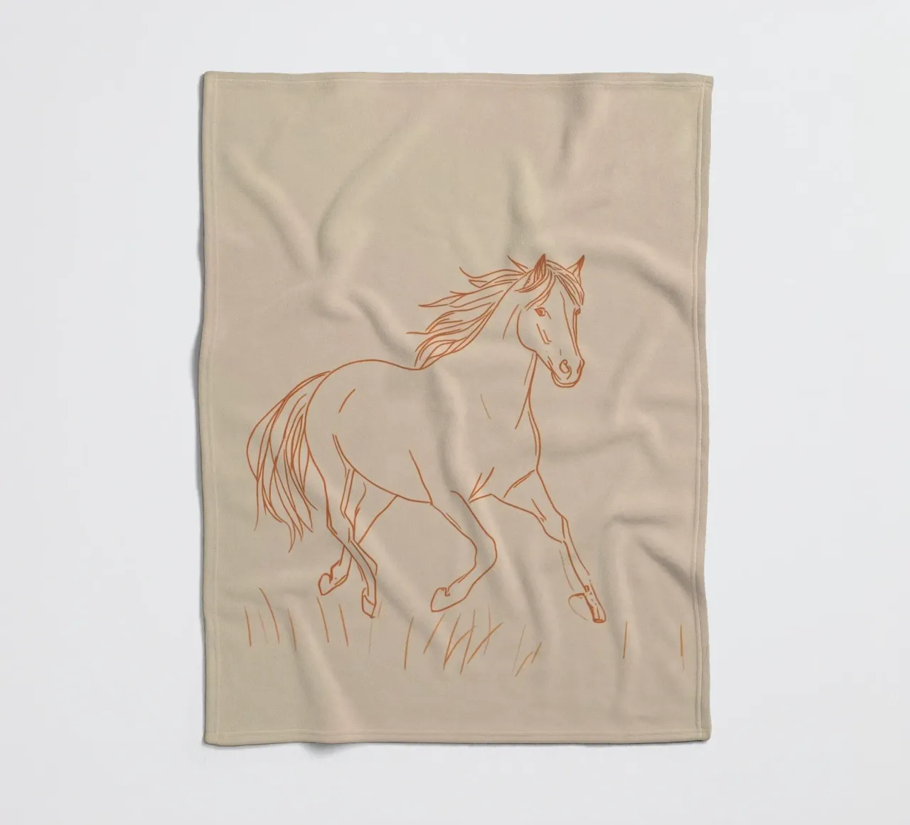 Cavallo al galoppo in un campo erboso linee rosse coperta in pile da DesignDoodle