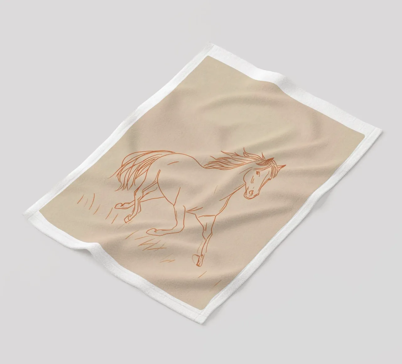 Cavallo al galoppo in un campo erboso linee rosse coperta in pile da DesignDoodle