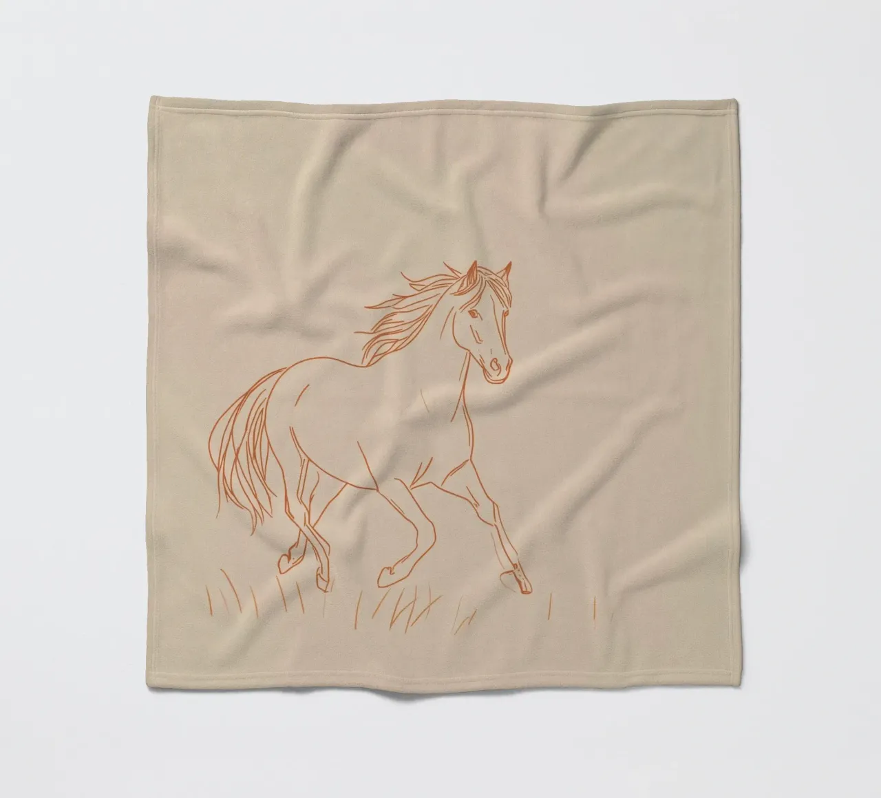 Cavallo al galoppo in un campo erboso linee rosse coperta in pile da DesignDoodle