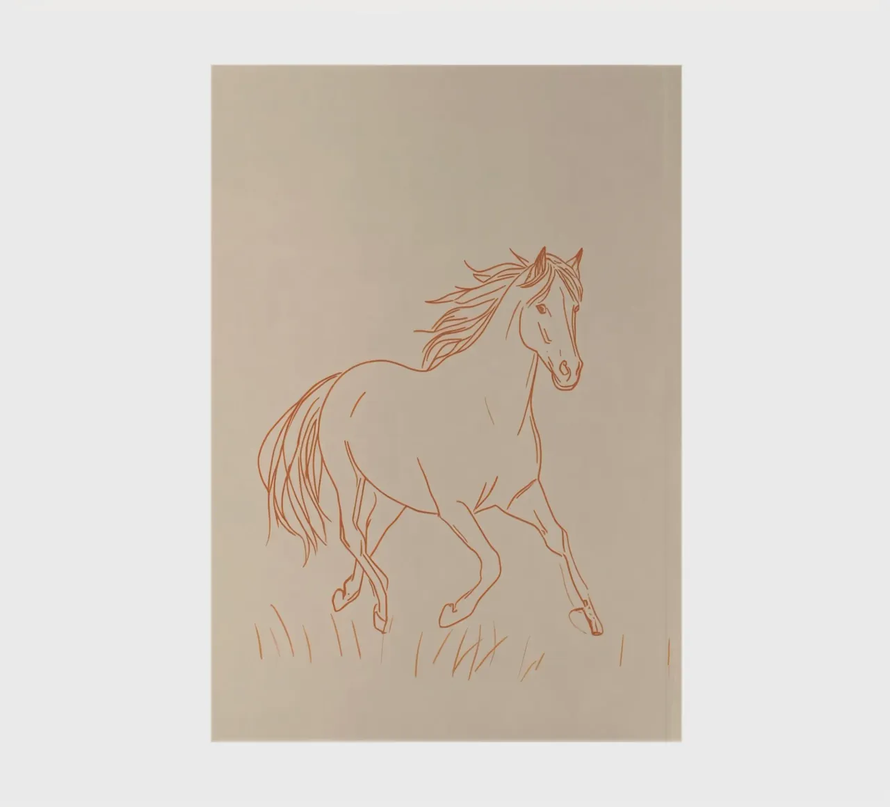 Horse galloping in a grassy field red lines notebook by DesignDoodle