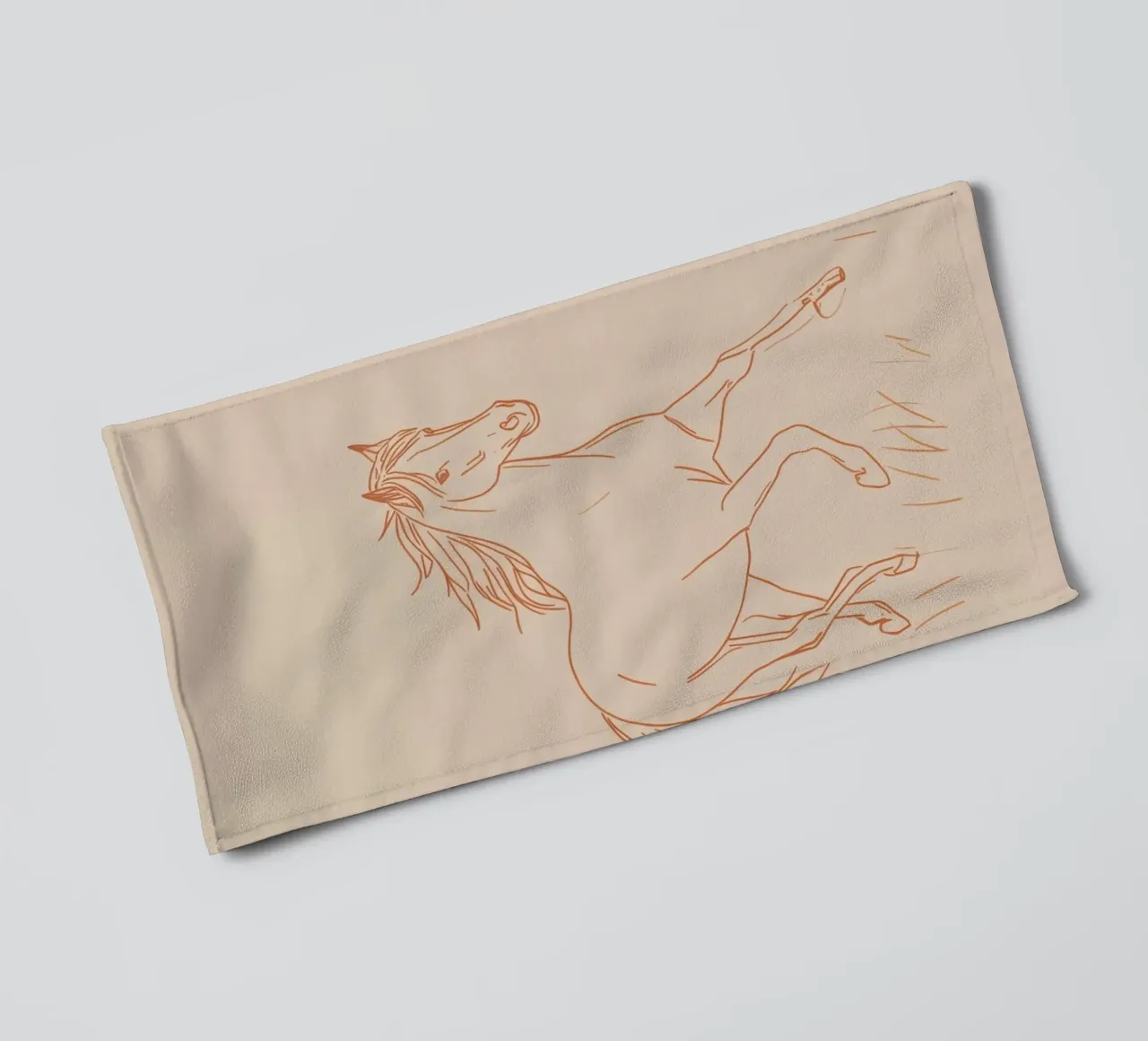 Horse galloping in a grassy field red lines towel by DesignDoodle