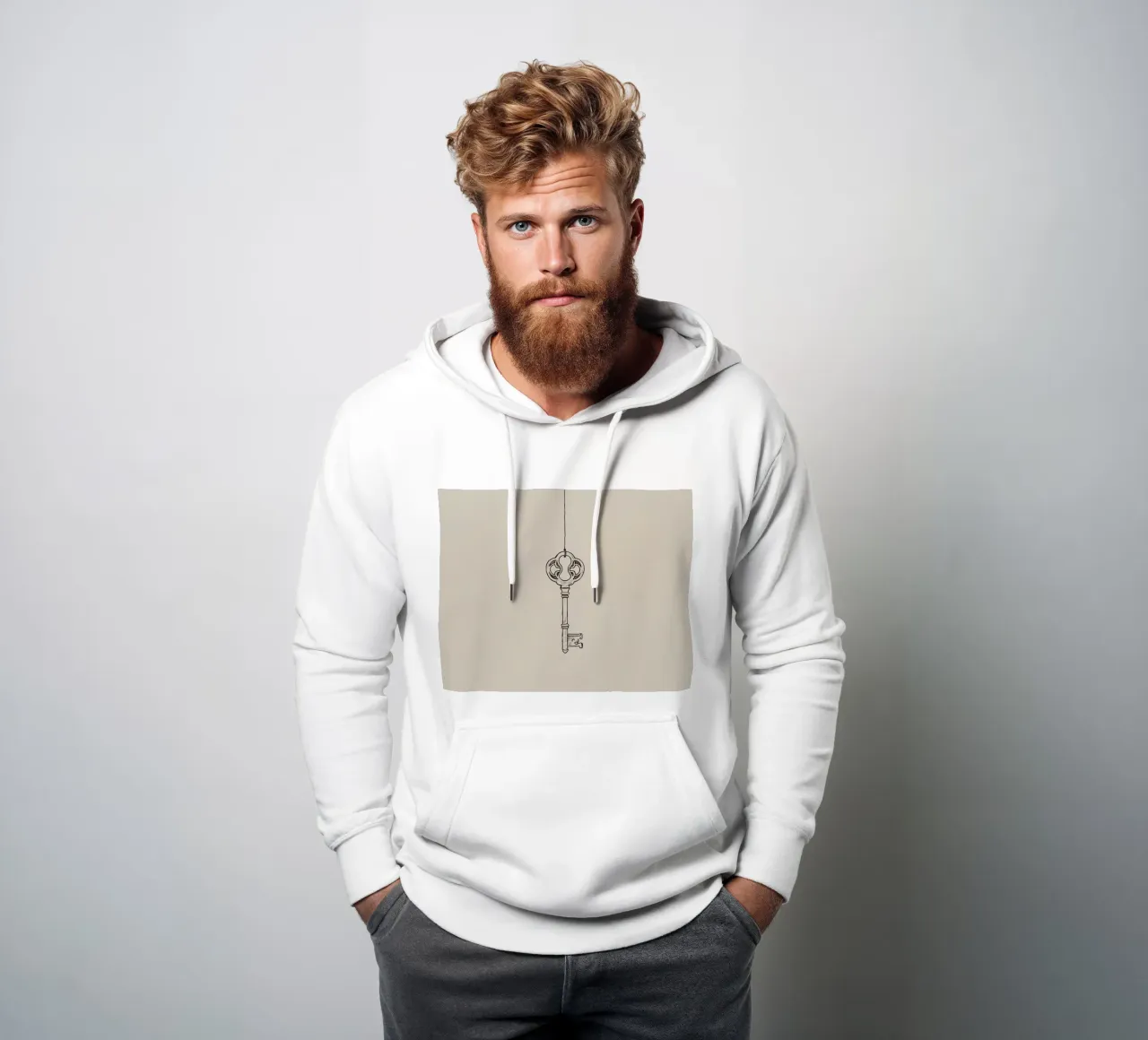 Chiave d'epoca appesa con arte pastello, design classico felpa con cappuccio da DesignDoodle