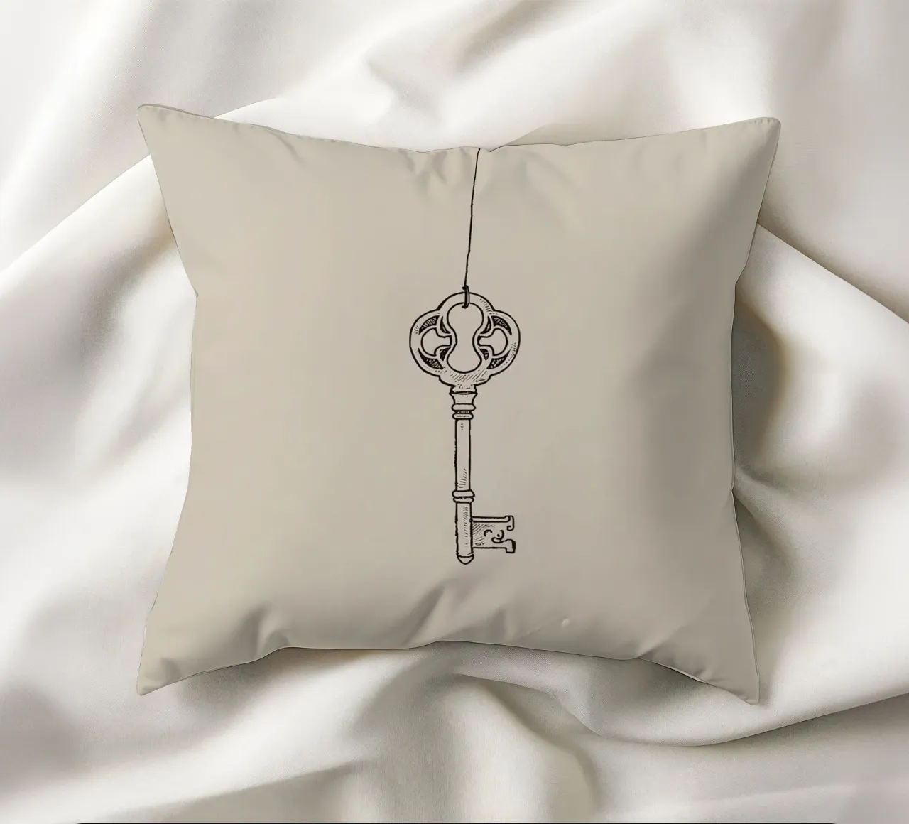 Chiave d'epoca appesa con arte pastello, design classico cuscino da DesignDoodle