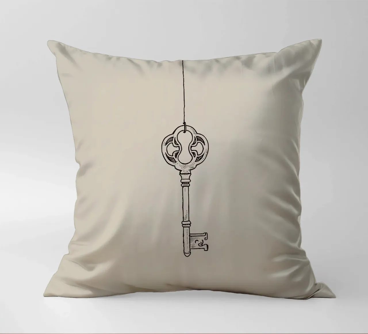 Chiave d'epoca appesa con arte pastello, design classico cuscino da DesignDoodle