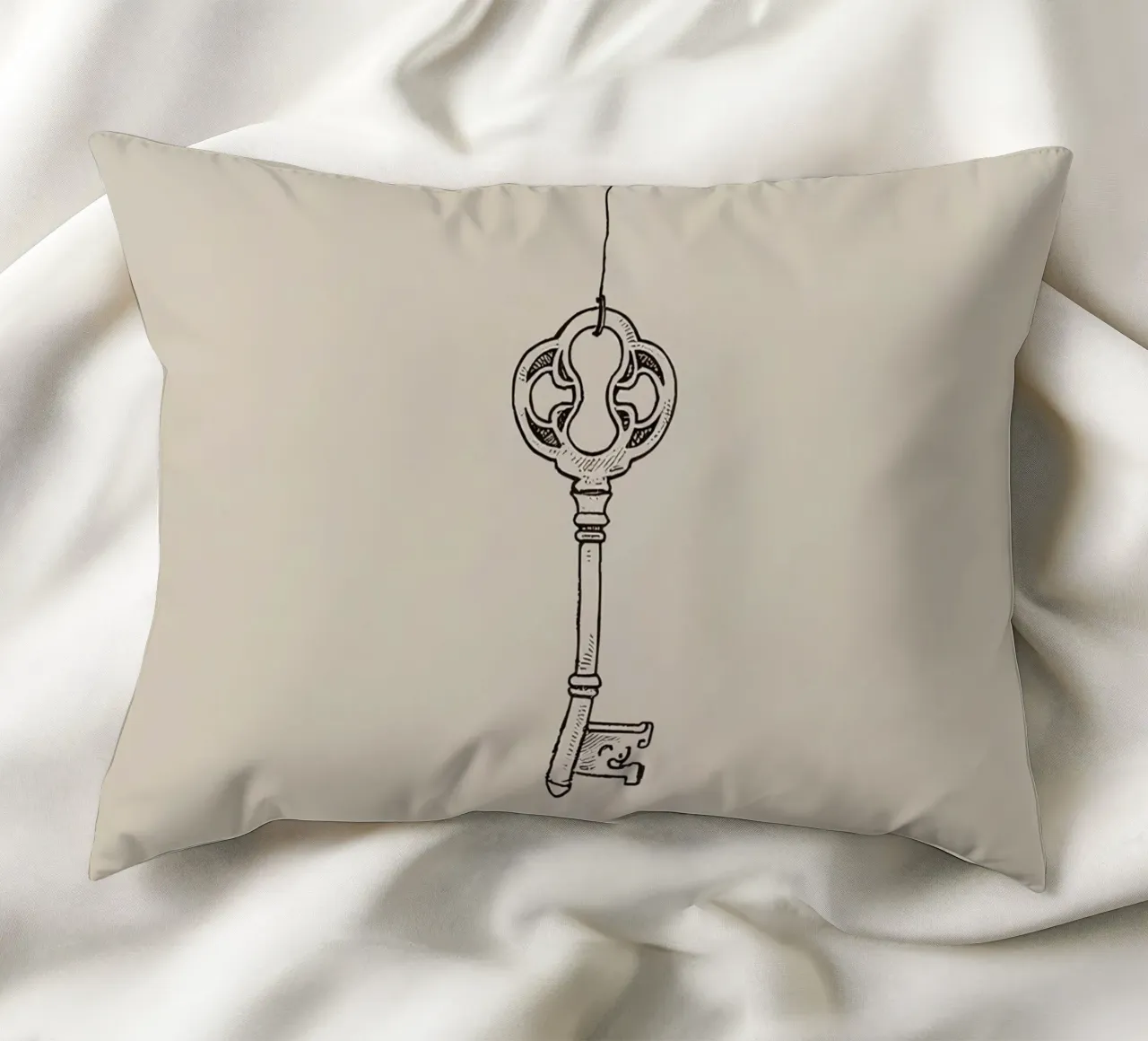 Chiave d'epoca appesa con arte pastello, design classico cuscino da DesignDoodle