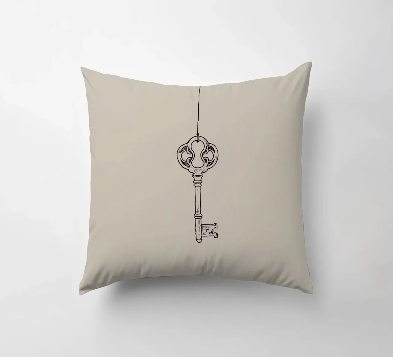 Chiave d'epoca appesa con arte pastello, design classico cuscino da DesignDoodle