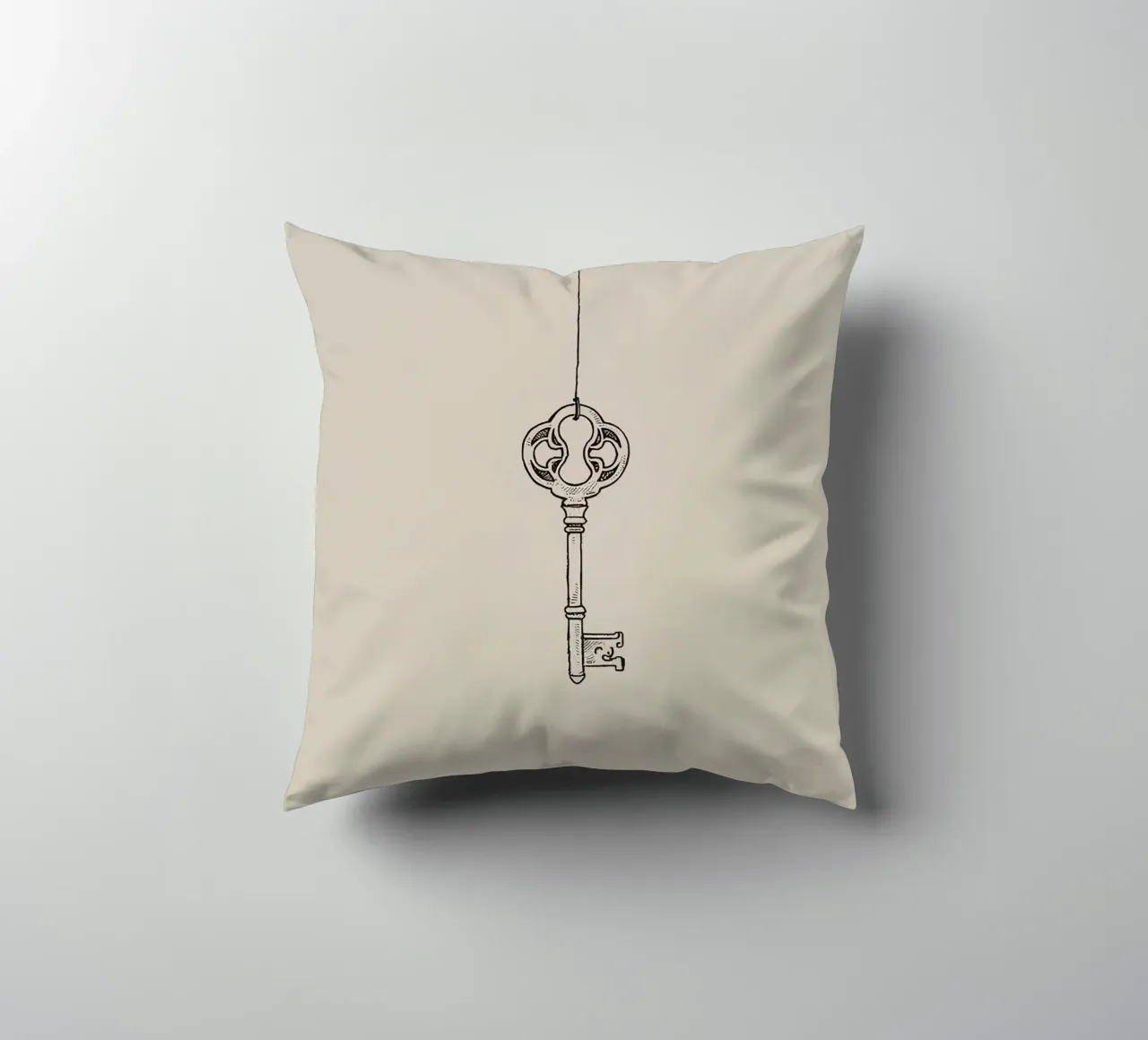 Chiave d'epoca appesa con arte pastello, design classico cuscino da DesignDoodle