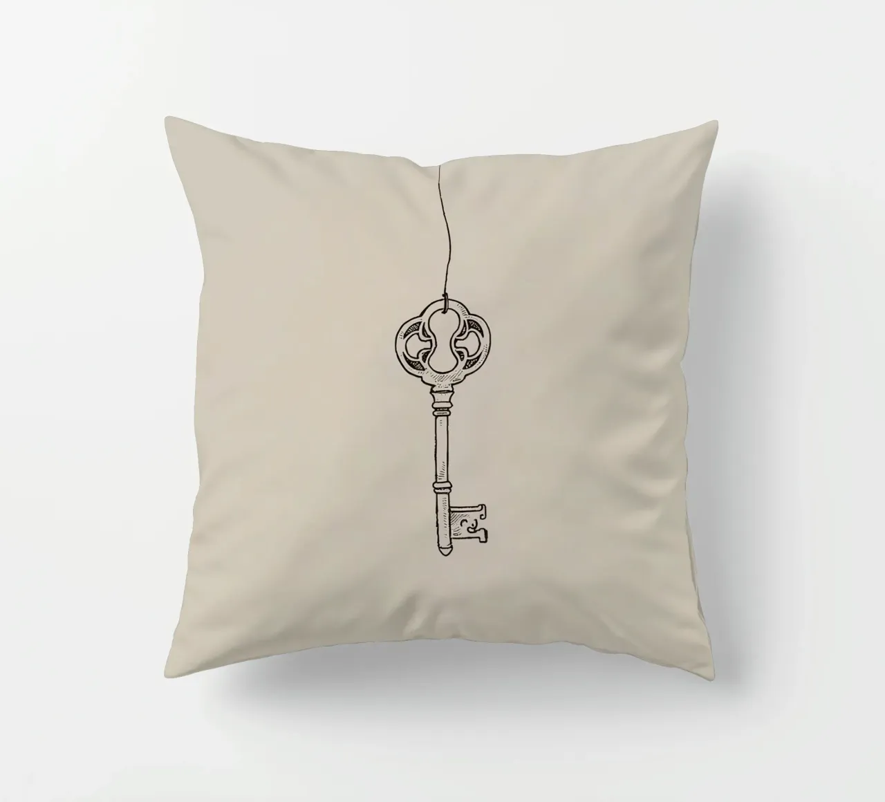 Chiave d'epoca appesa con arte pastello, design classico cuscino da DesignDoodle
