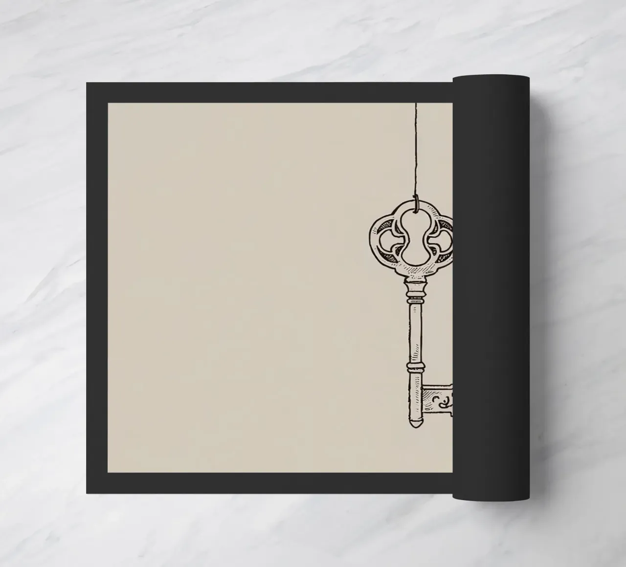 Chiave d'epoca appesa con arte pastello, design classico zerbino da DesignDoodle