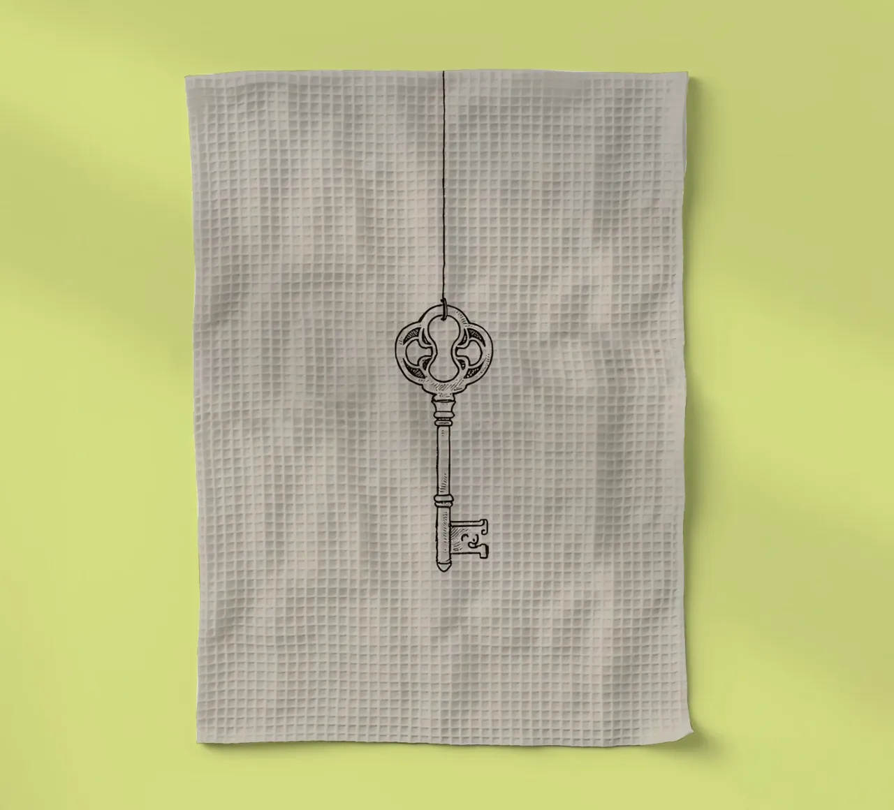Chiave d'epoca appesa con arte pastello, design classico canovaccio da cucina da DesignDoodle