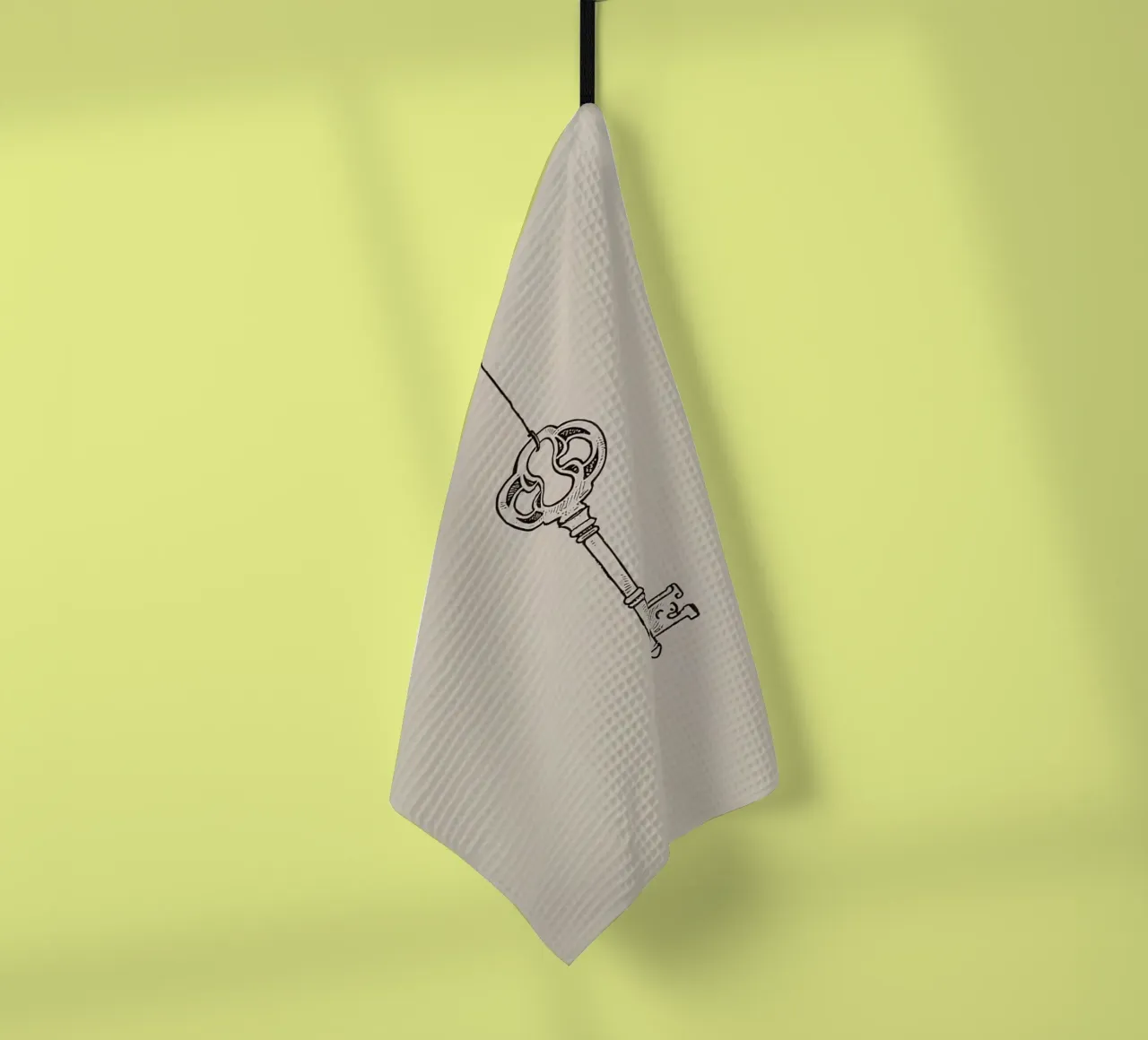 Chiave d'epoca appesa con arte pastello, design classico canovaccio da cucina da DesignDoodle