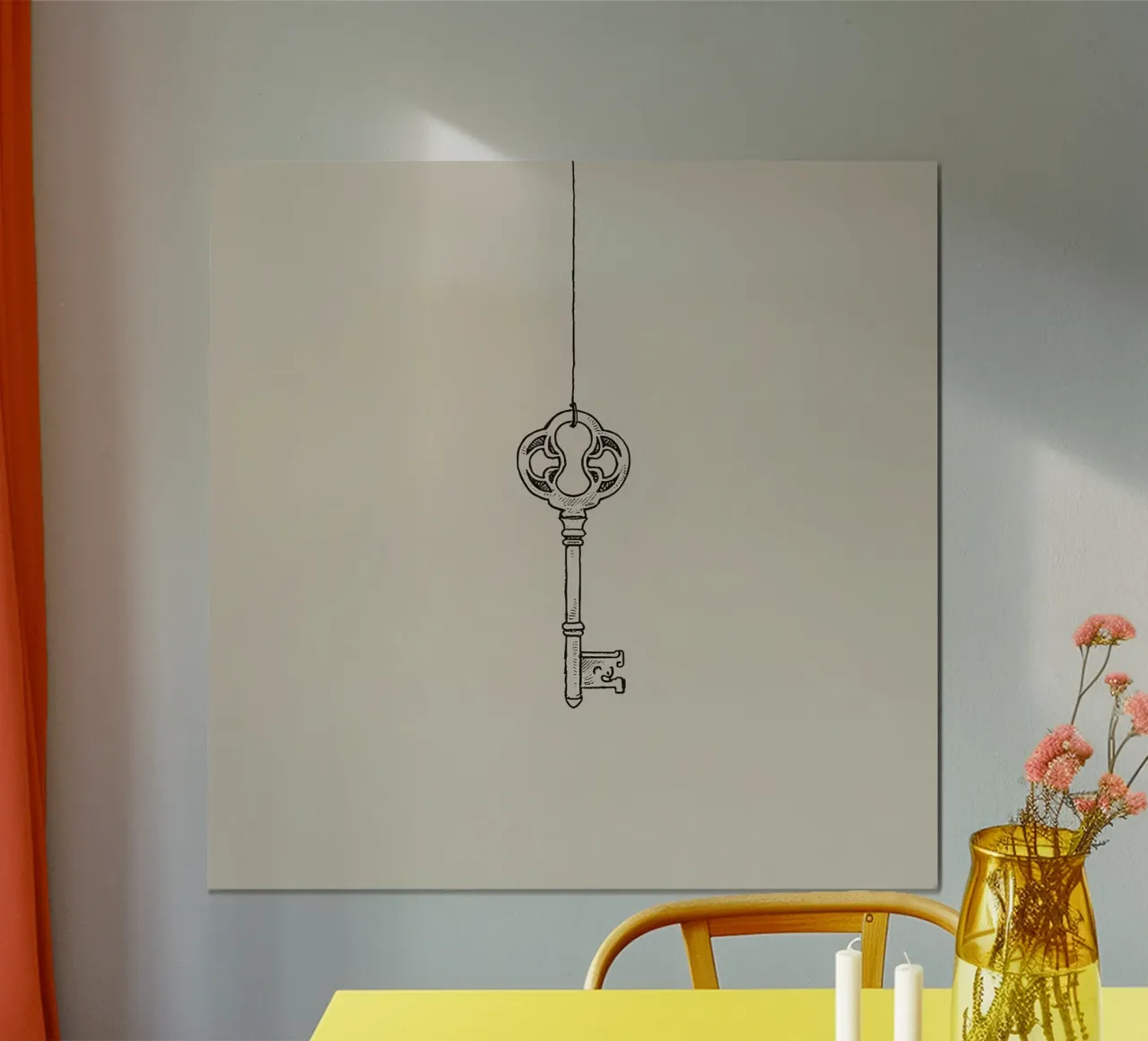 Chiave d'epoca appesa con arte pastello, design classico carta hahnemühle da DesignDoodle