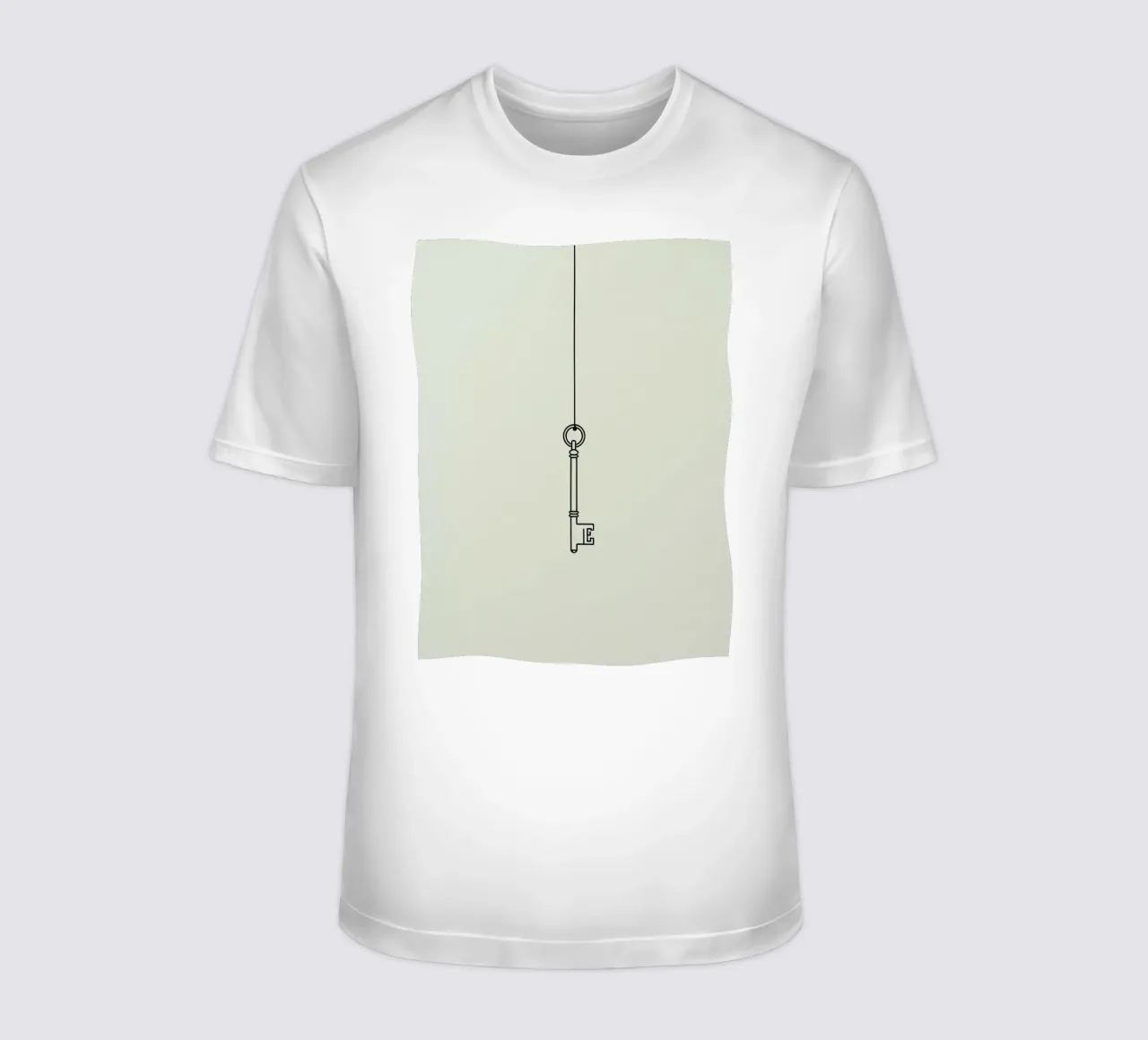 Key hanging from a string against a light backdrop t-shirt by DesignDoodle