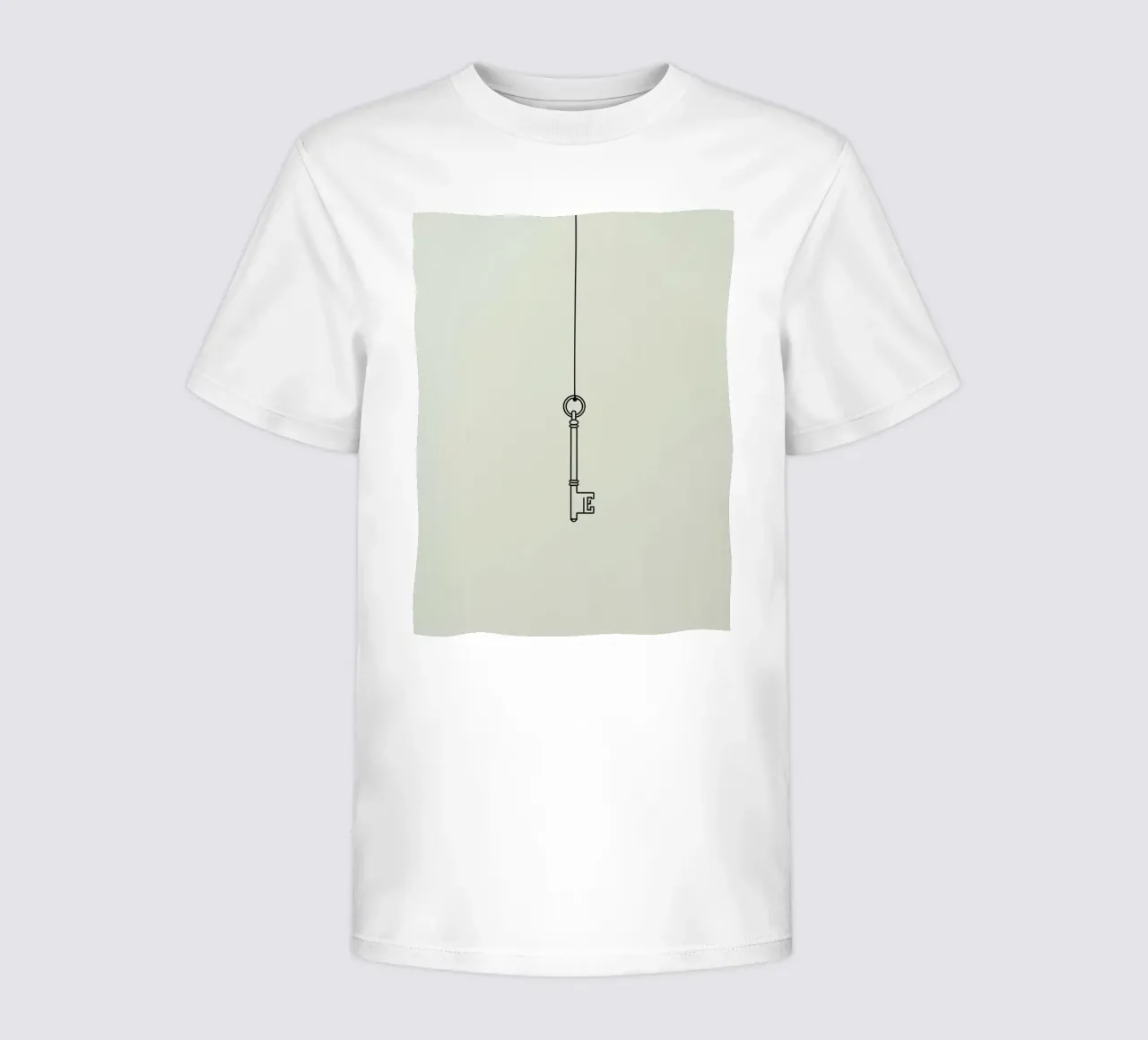 Key hanging from a string against a light backdrop kids t-shirt by DesignDoodle