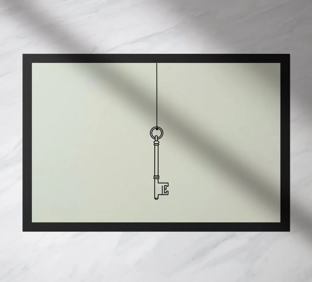 Chiave appesa a un filo su uno sfondo chiaro zerbino da DesignDoodle