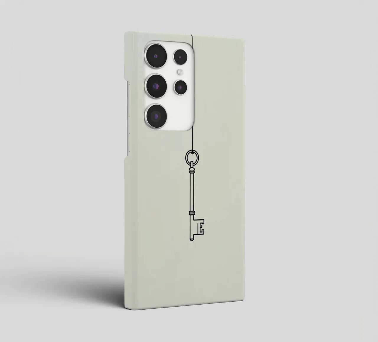 Key hanging from a string against a light backdrop samsung phone case by DesignDoodle