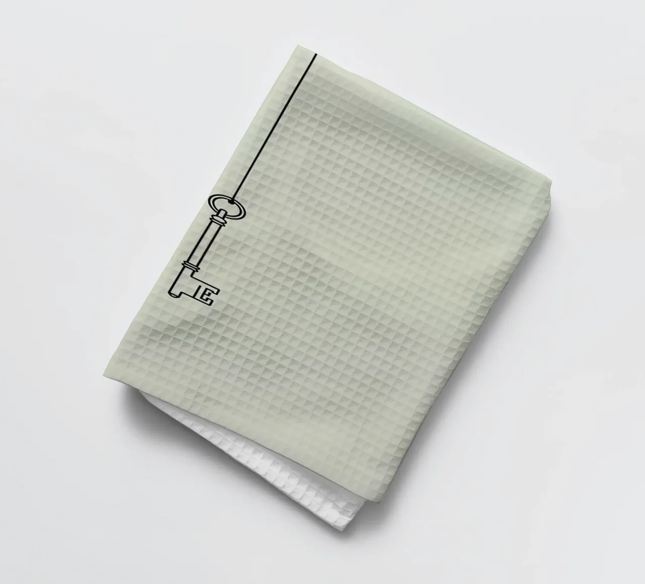 Chiave appesa a un filo su uno sfondo chiaro canovaccio da cucina da DesignDoodle
