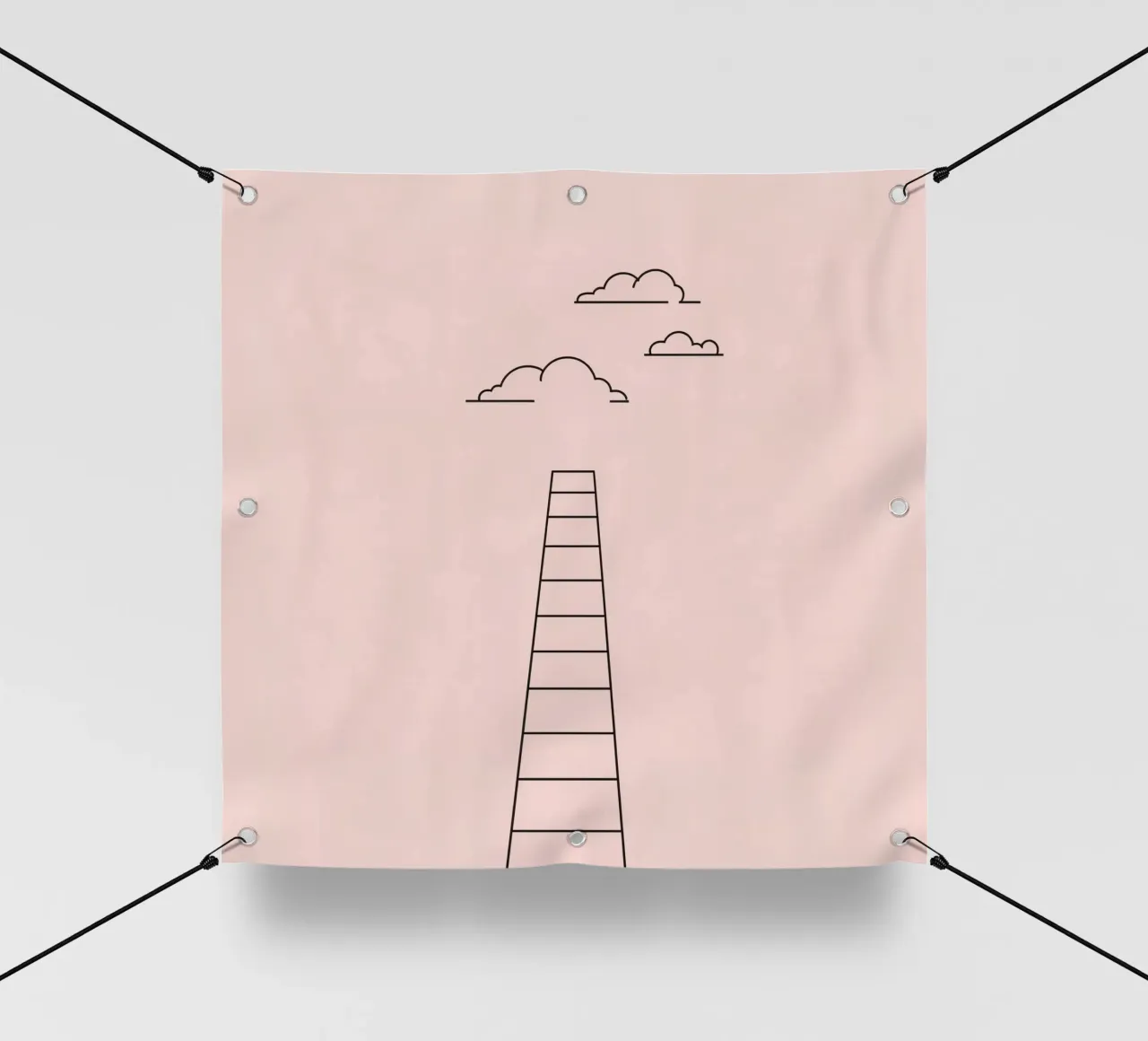 Ladder reaching towards the clouds against a minimalist art pvc cover by DesignDoodle
