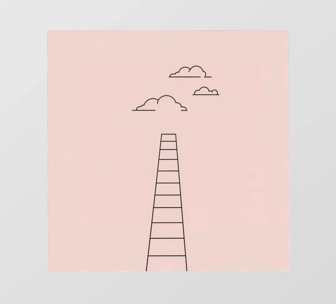 Ladder reaching towards the clouds against a minimalist art pvc cover by DesignDoodle