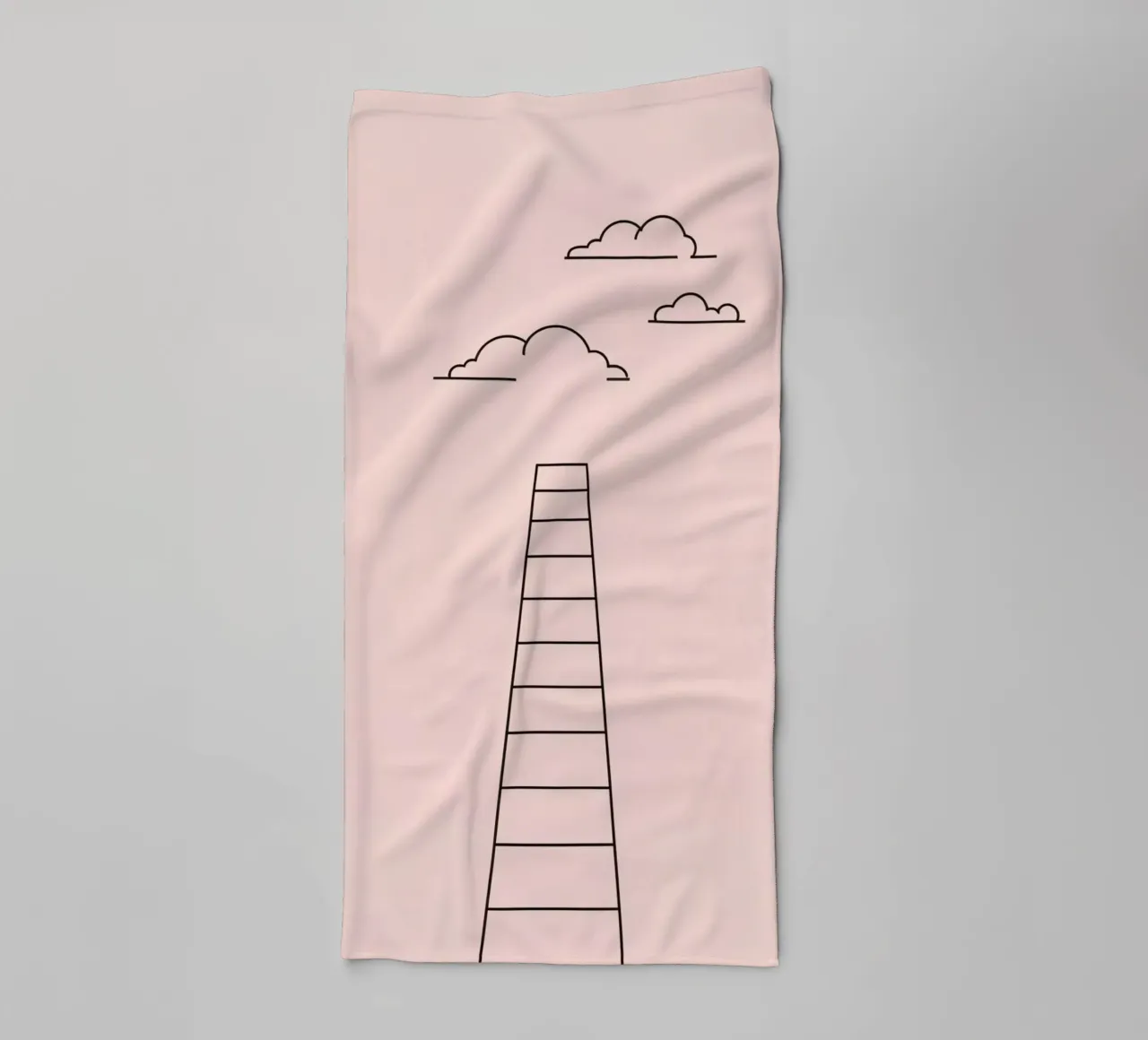 Ladder reaching towards the clouds against a minimalist art towel by DesignDoodle