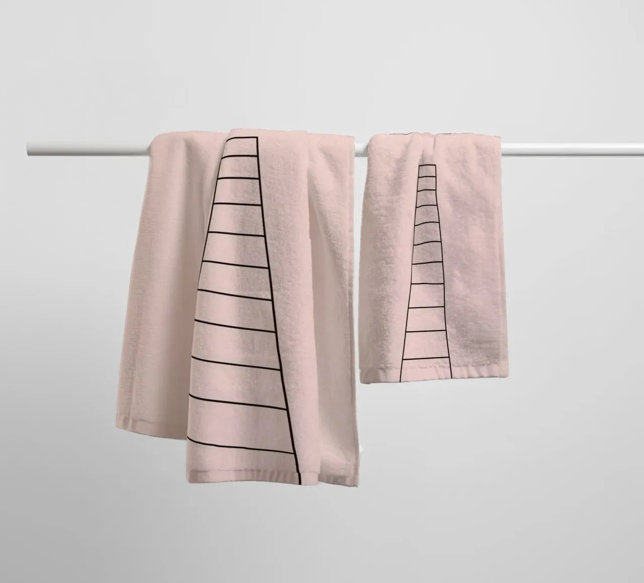 Ladder reaching towards the clouds against a minimalist art towel by DesignDoodle