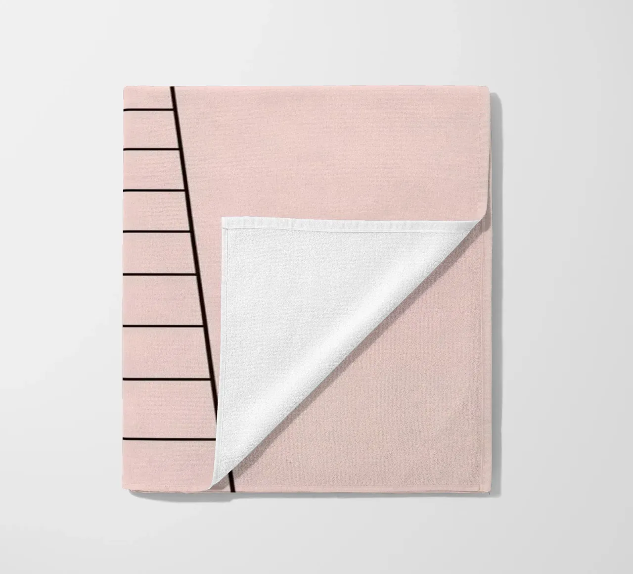 Ladder reaching towards the clouds against a minimalist art beach towel by DesignDoodle