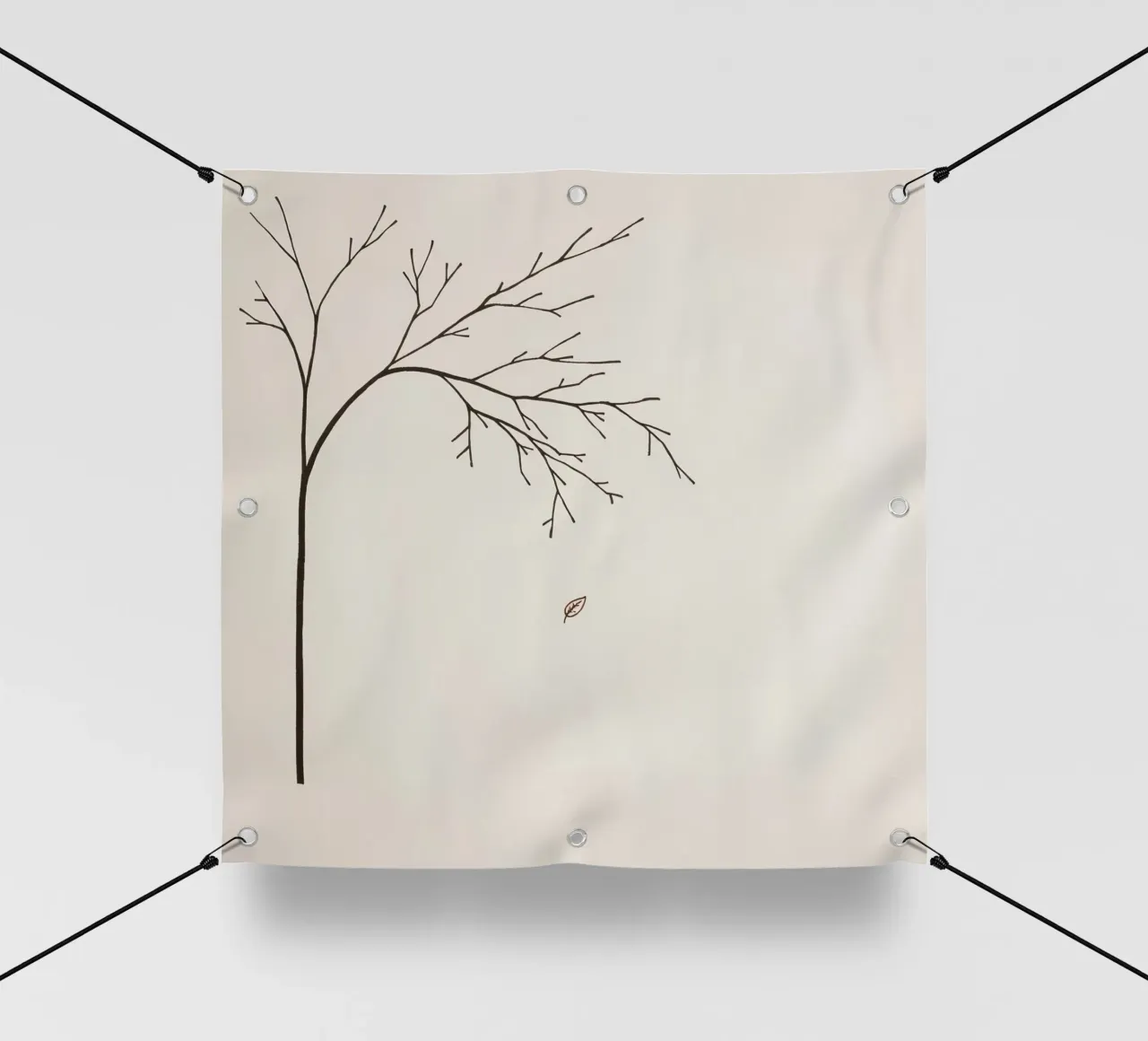 Stylized tree branch with a single leaf falling line art pvc cover by DesignDoodle