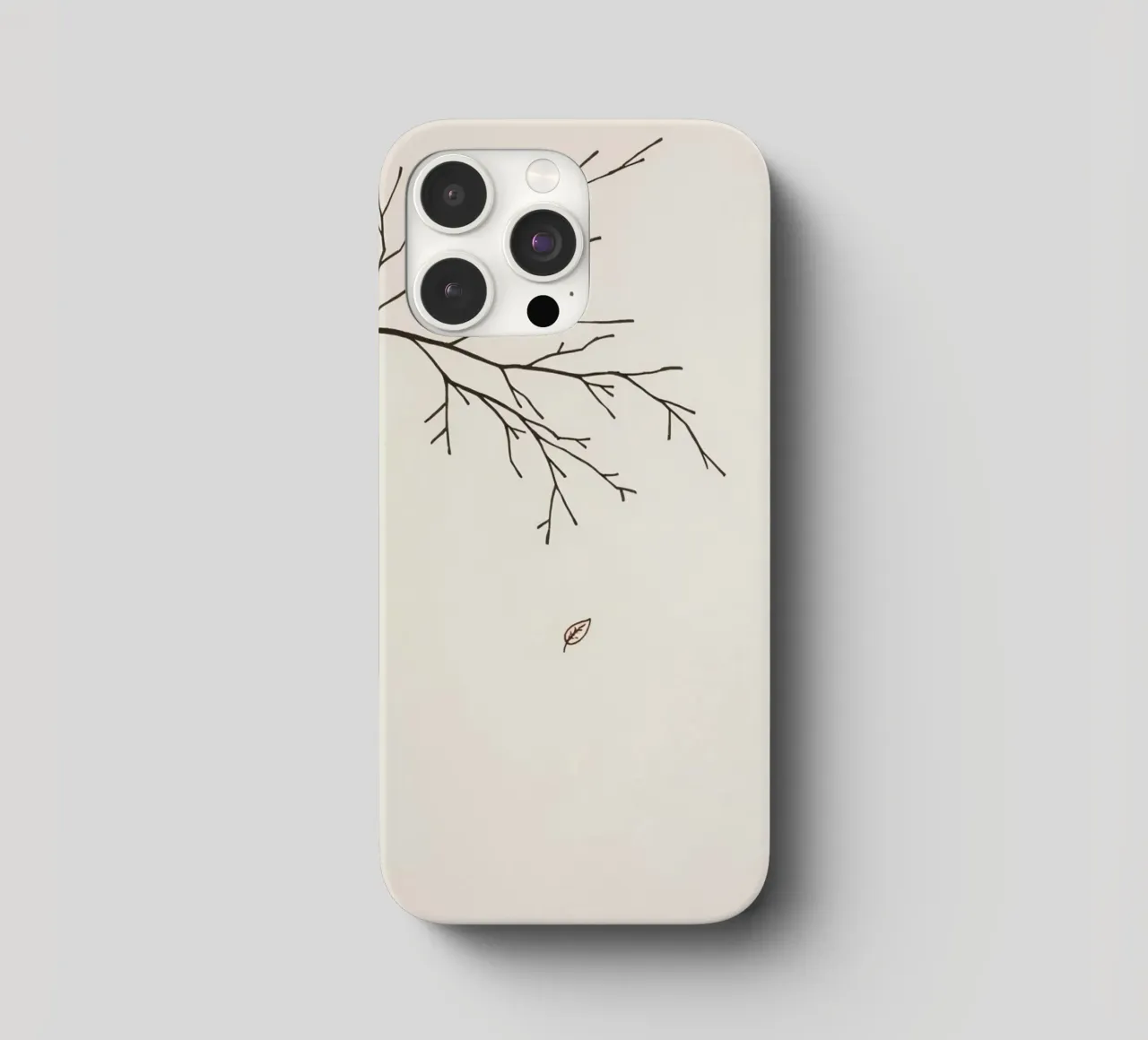 Stylized tree branch with a single leaf falling line art iphone case by DesignDoodle