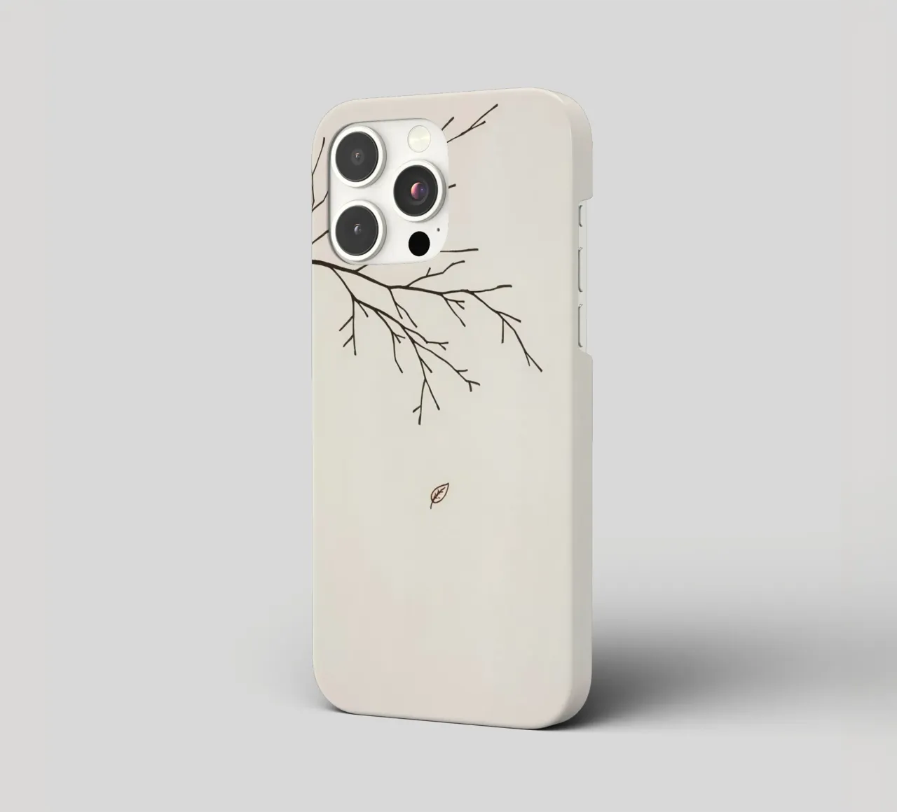 Stylized tree branch with a single leaf falling line art iphone case by DesignDoodle