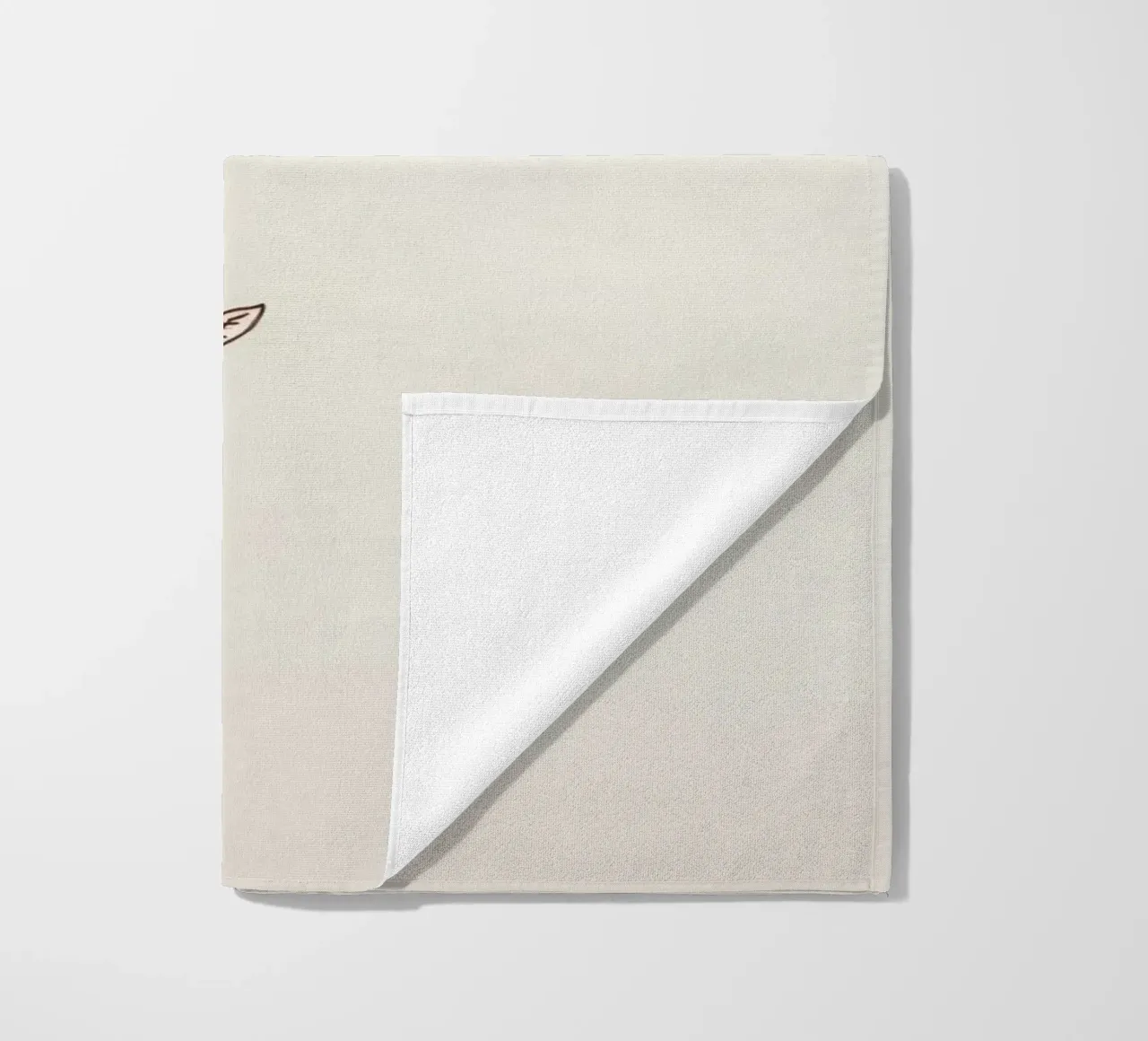 Stylized tree branch with a single leaf falling line art beach towel by DesignDoodle