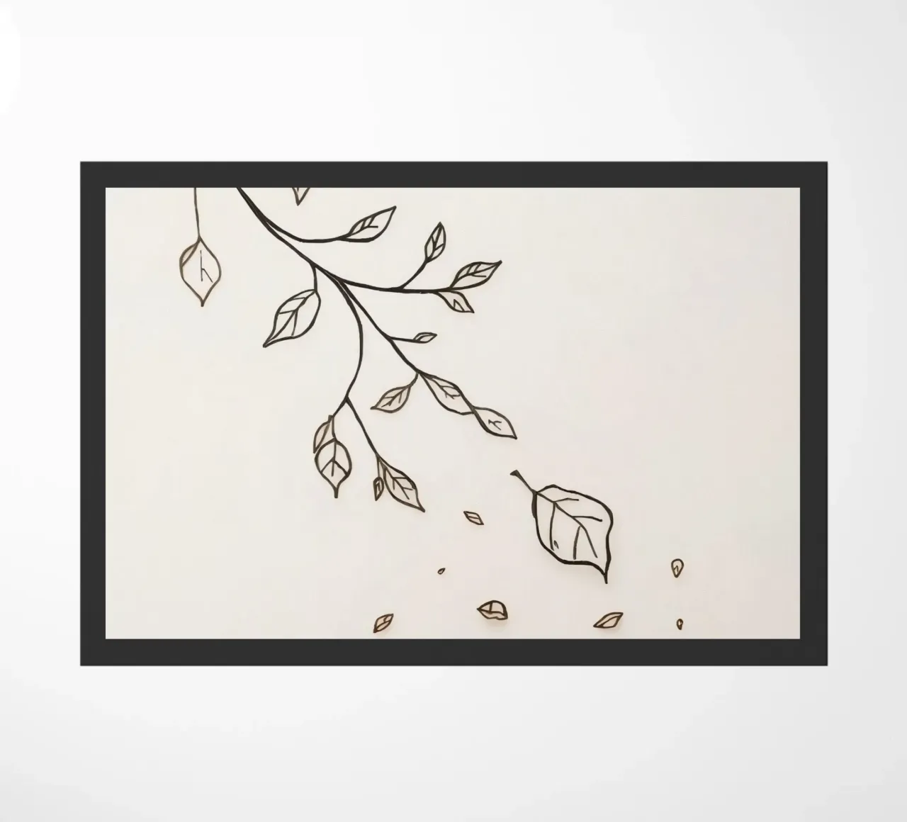 Leaves falling from a branch in a minimalistic artistic art doormat by DesignDoodle