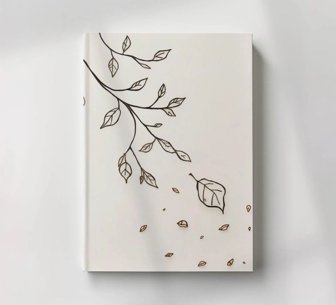 Leaves falling from a branch in a minimalistic artistic art notebook by DesignDoodle