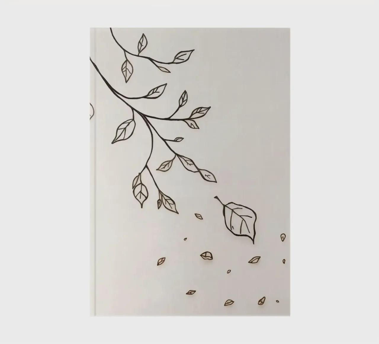 Feuilles tombant d'une branche dans un art artistique minimaliste carnet de notes de DesignDoodle
