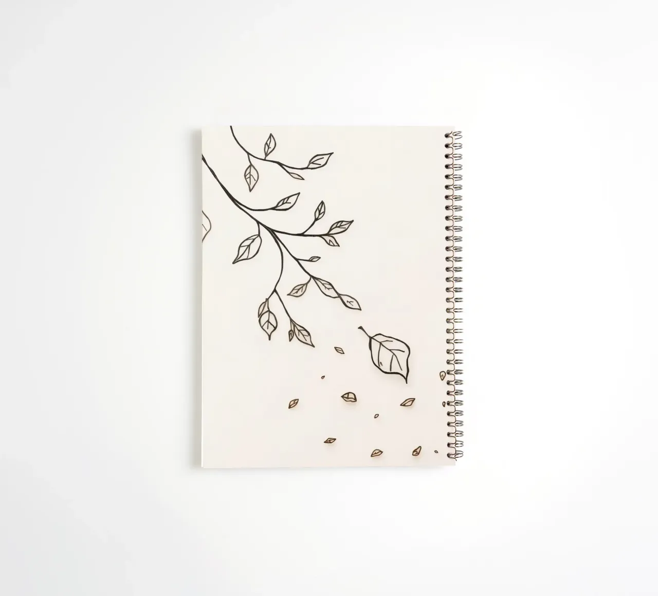 Leaves falling from a branch in a minimalistic artistic art spiral notebook by DesignDoodle