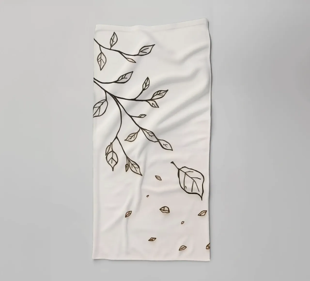 Leaves falling from a branch in a minimalistic artistic art towel by DesignDoodle