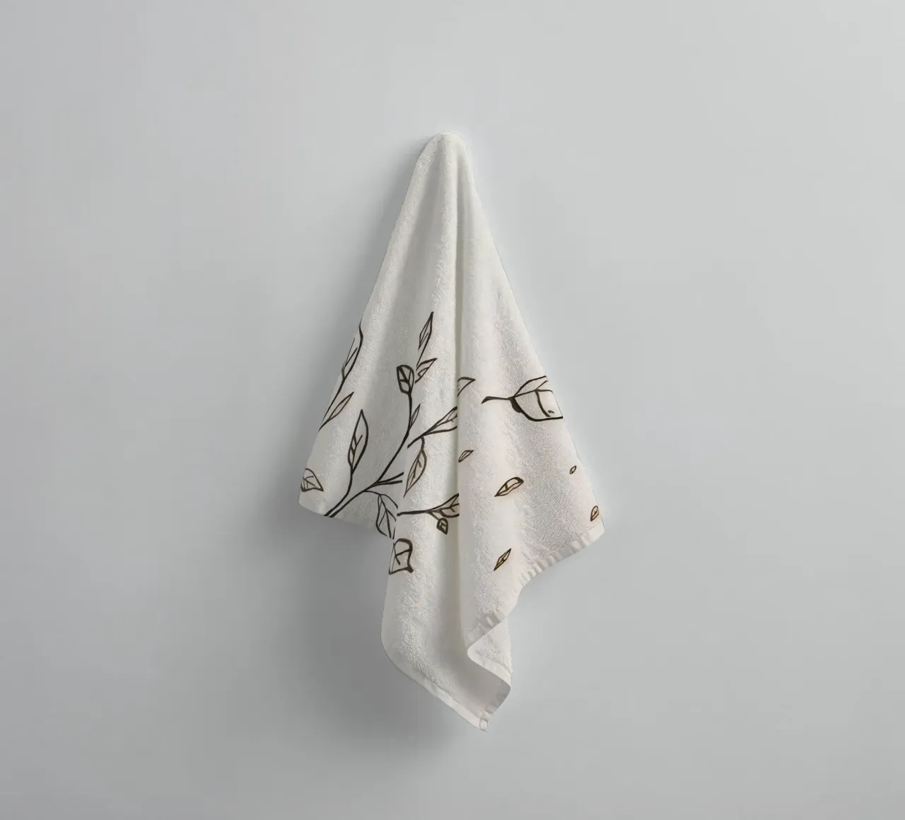 Leaves falling from a branch in a minimalistic artistic art towel by DesignDoodle