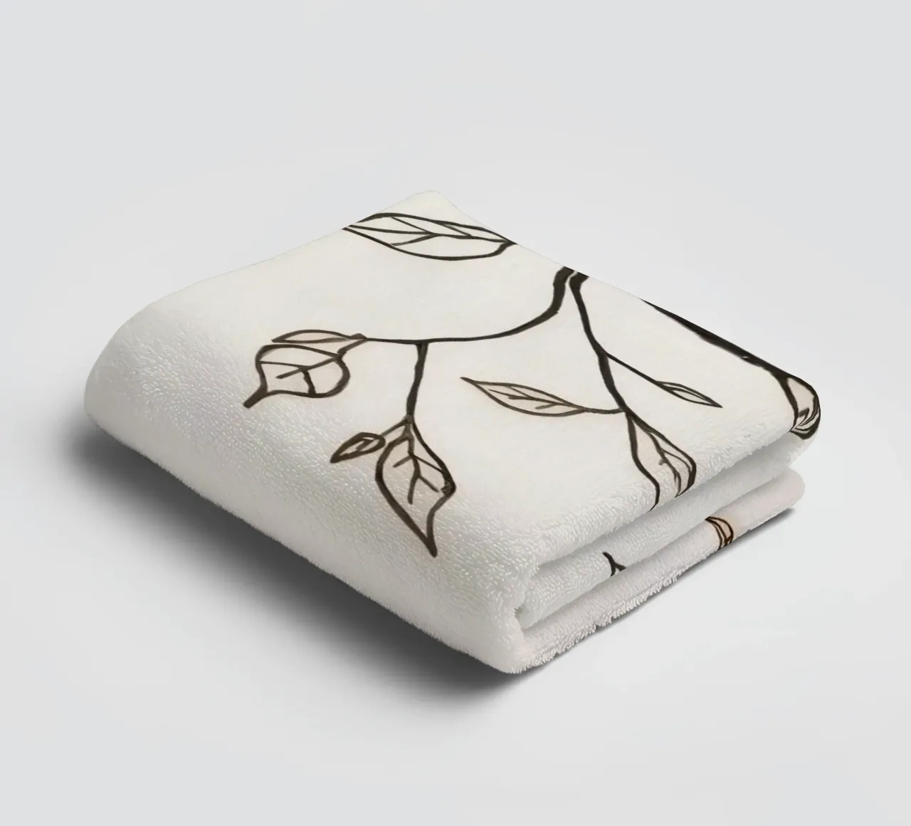 Leaves falling from a branch in a minimalistic artistic art towel by DesignDoodle