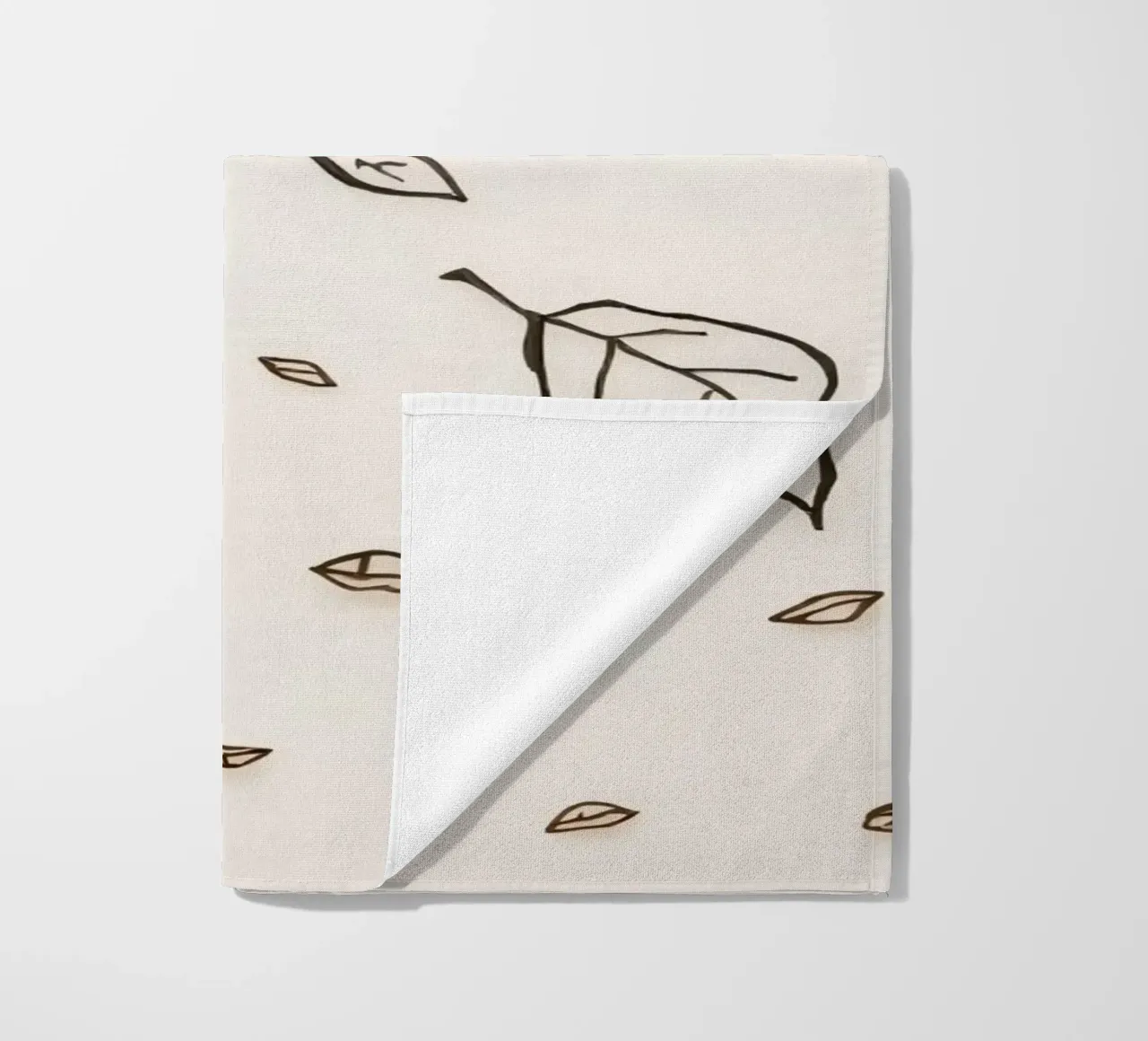 Leaves falling from a branch in a minimalistic artistic art beach towel by DesignDoodle