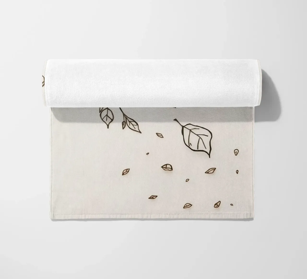 Leaves falling from a branch in a minimalistic artistic art beach towel by DesignDoodle