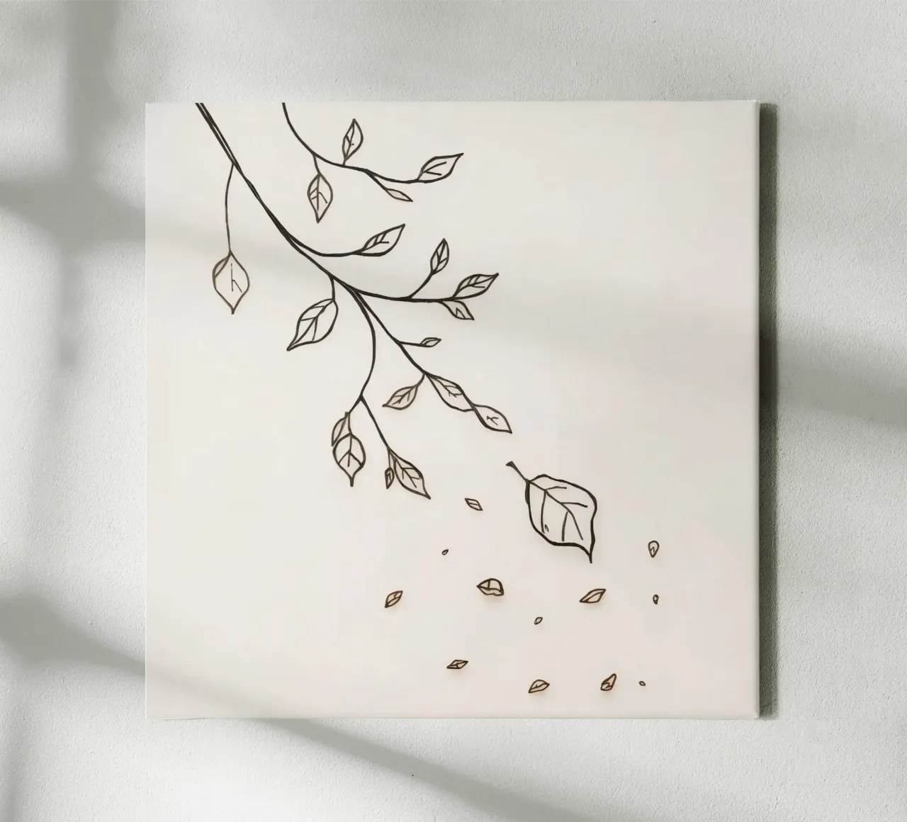 Leaves falling from a branch in a minimalistic artistic art canvas by DesignDoodle