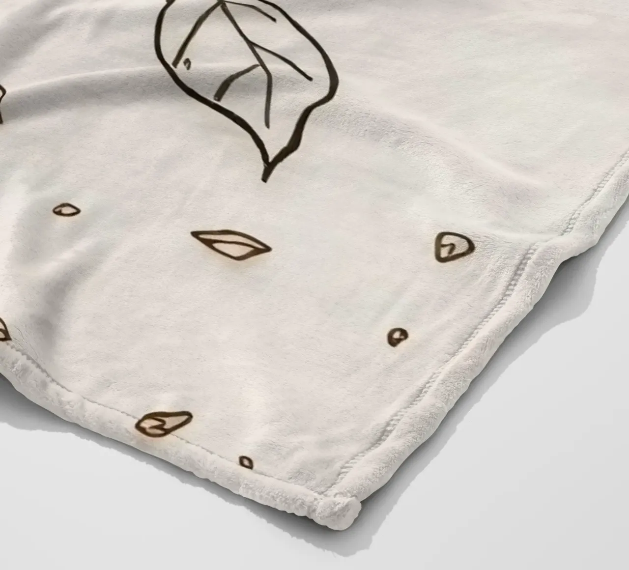 Leaves falling from a branch in a minimalistic artistic art fleece blanket by DesignDoodle