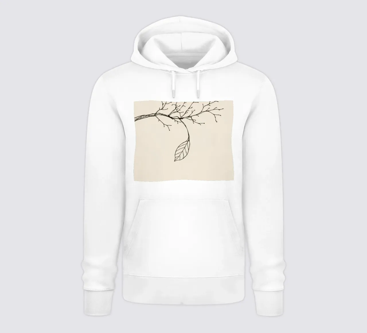 Ramo disegnato in maniera complessa con ramoscelli delicati e una singola leafe felpa con cappuccio da DesignDoodle
